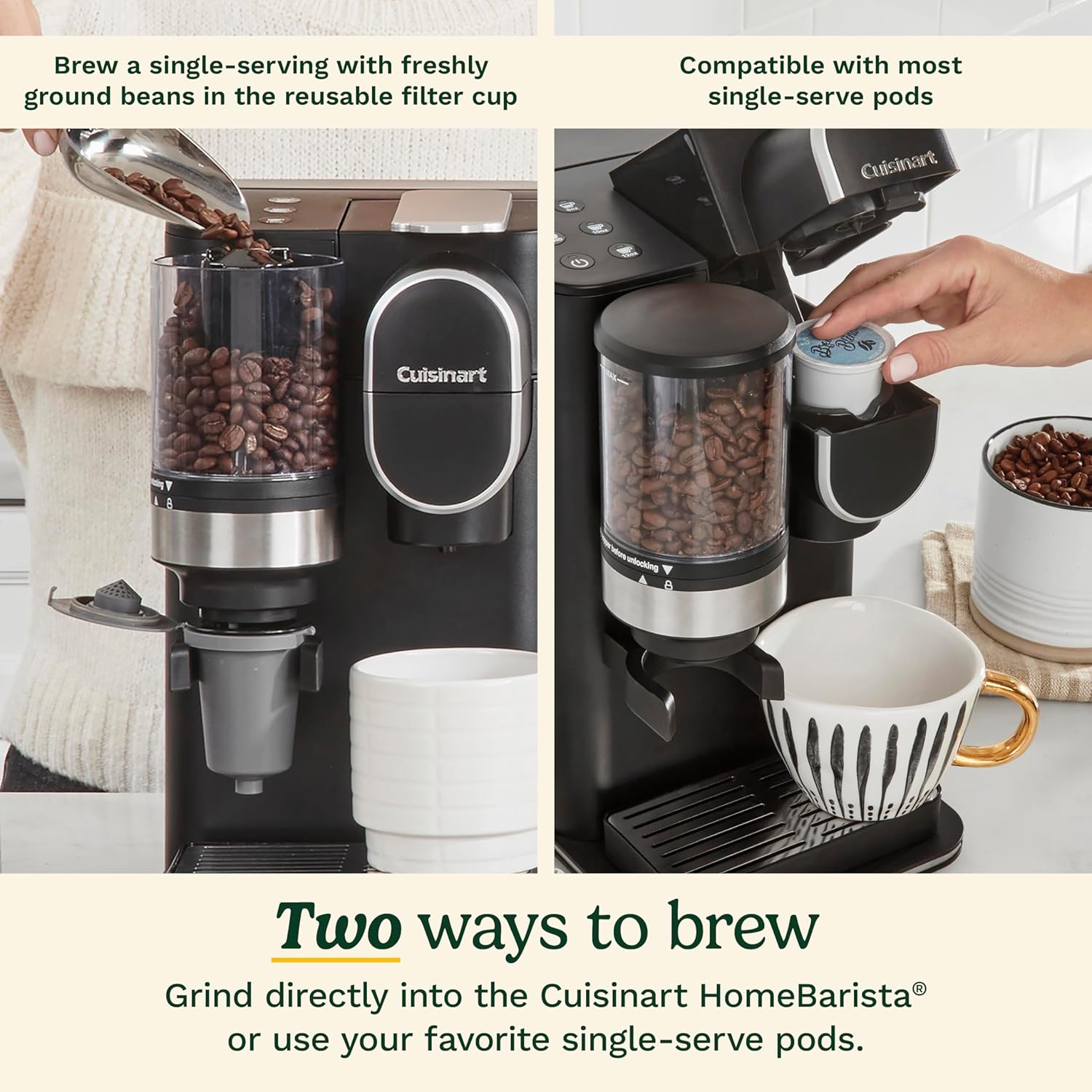 Cuisinart Single Serve Coffee Maker Coffee Grinder, 48-Ounce Removable Reservoir, Black, DGB-2 · v2