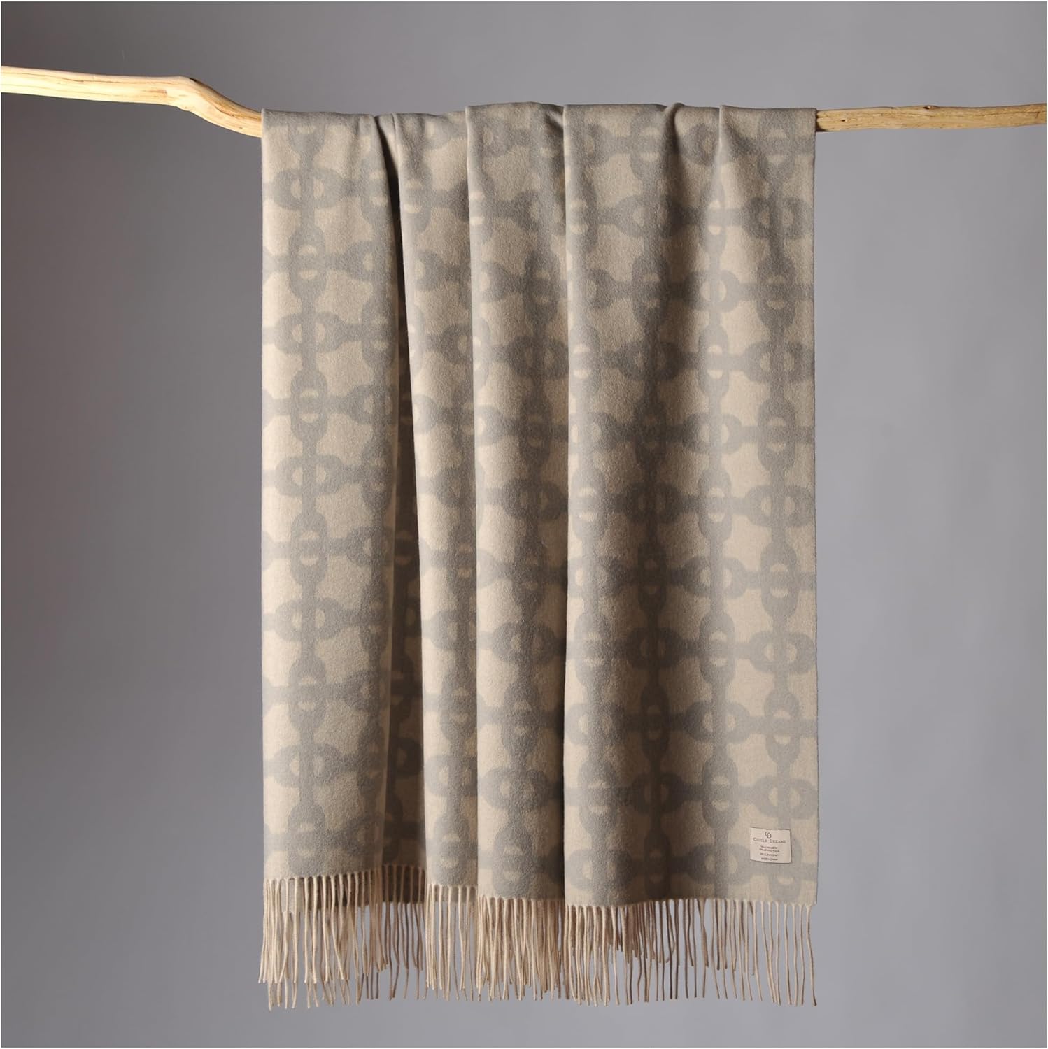 CUDDLE DREAMS Premium Cashmere Throw Blanket with Fringe, Luxuriously Soft (Chain Jacquard) · v2