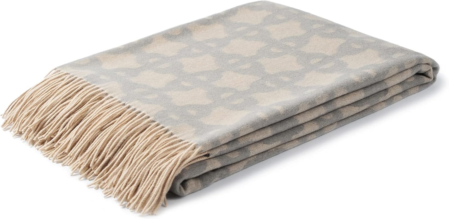 CUDDLE DREAMS Premium Cashmere Throw Blanket with Fringe, Luxuriously Soft (Chain Jacquard) · v2
