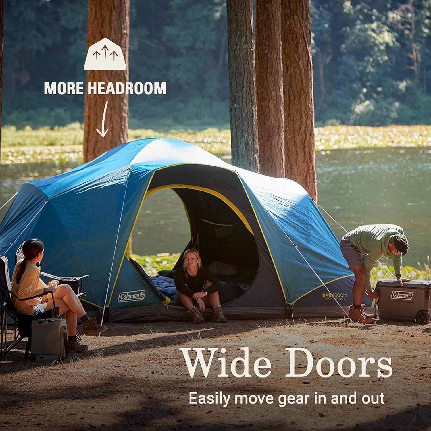 Coleman Skydome Dark Room Tent, Familienzelt für 4/6/8/10 Personen blockt 90% der Sonneneinstrahlung ab und ist in 5 Minuten aufgebaut, wetterfestes Zelt bietet 20% mehr Kopffreiheit