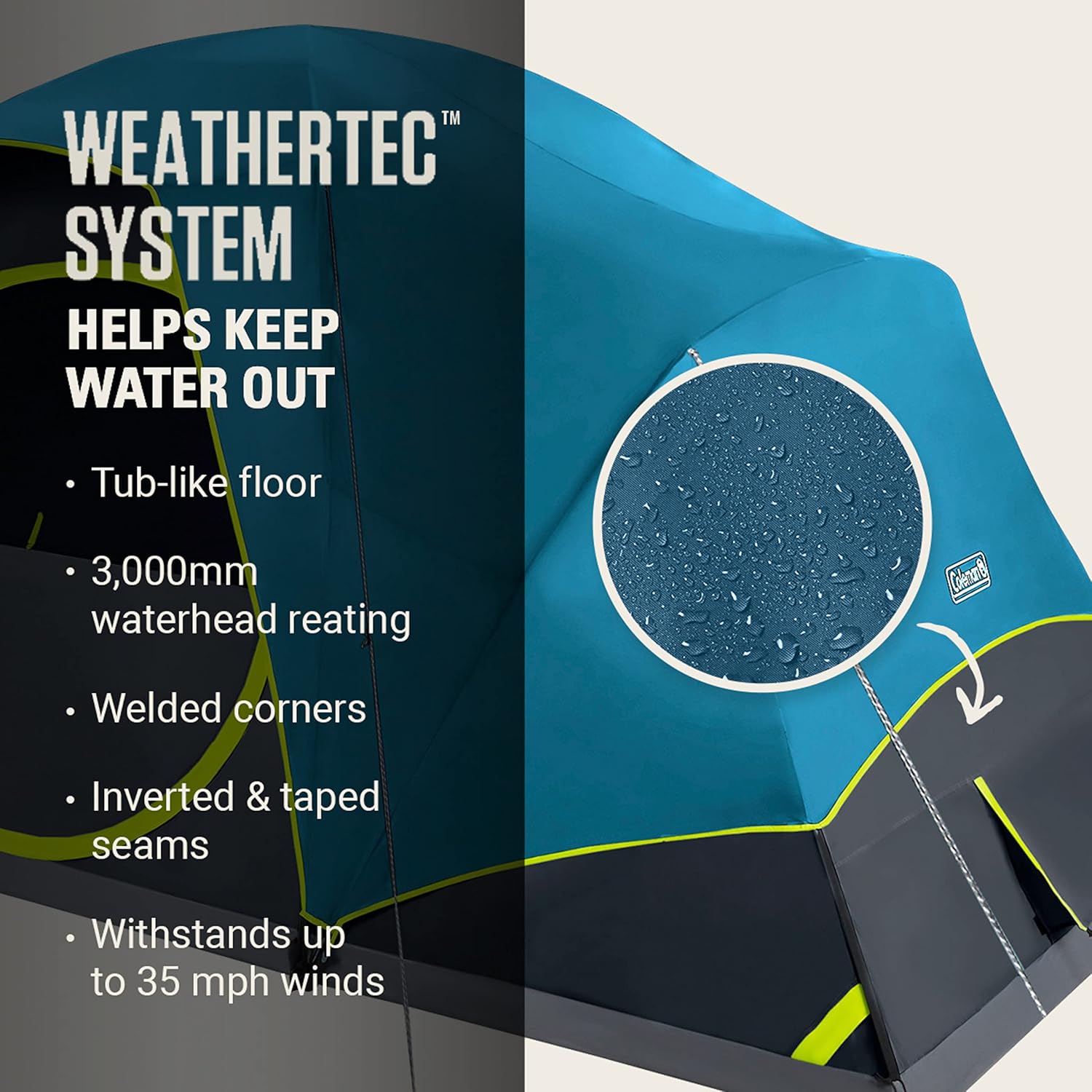 Coleman Skydome Dark Room Tent, Familienzelt für 4/6/8/10 Personen blockt 90% der Sonneneinstrahlung ab und ist in 5 Minuten aufgebaut, wetterfestes Zelt bietet 20% mehr Kopffreiheit