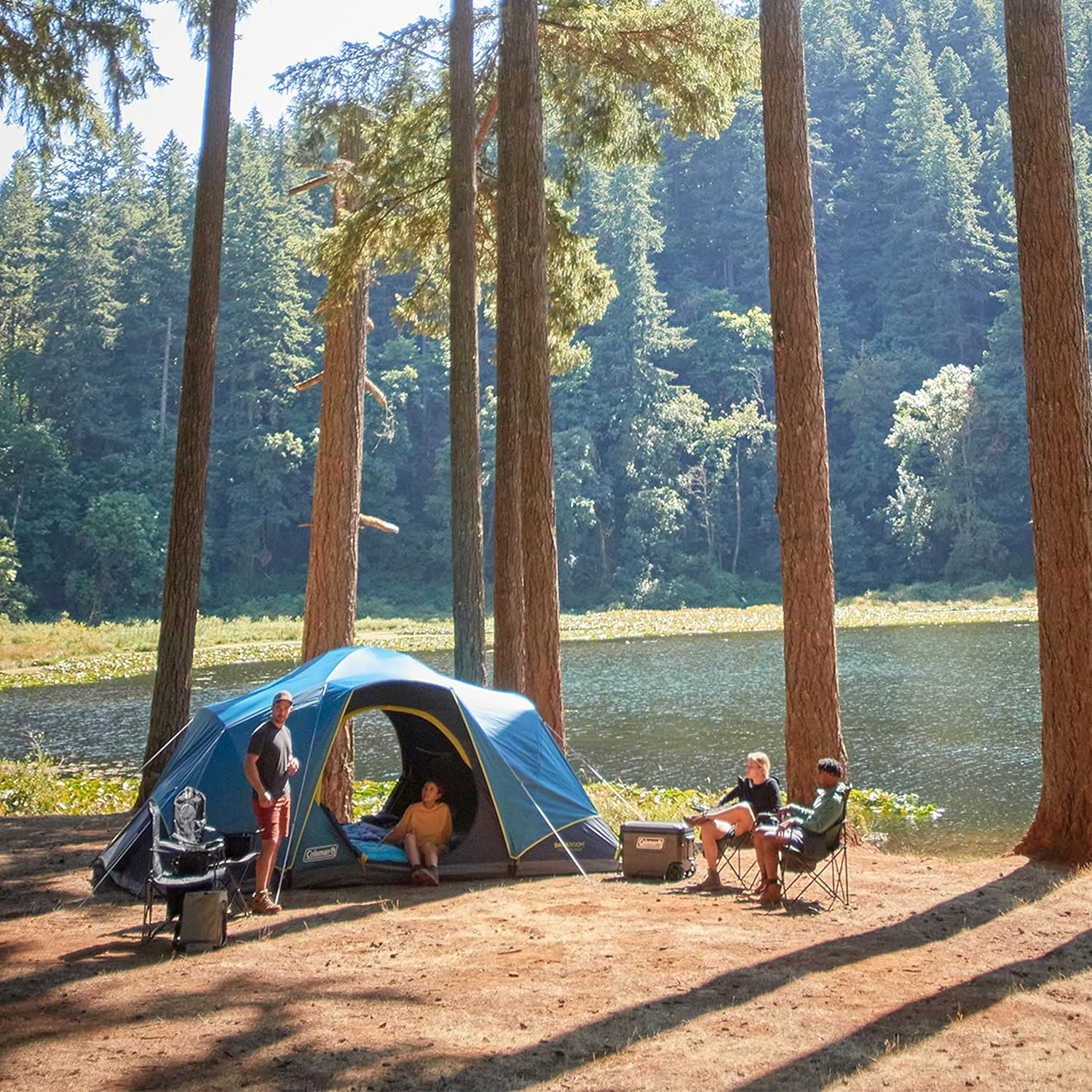 Coleman Skydome Dark Room Tent, Familienzelt für 4/6/8/10 Personen blockt 90% der Sonneneinstrahlung ab und ist in 5 Minuten aufgebaut, wetterfestes Zelt bietet 20% mehr Kopffreiheit