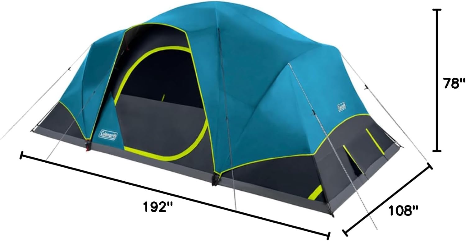 Coleman Skydome Dark Room Tent, Familienzelt für 4/6/8/10 Personen blockt 90% der Sonneneinstrahlung ab und ist in 5 Minuten aufgebaut, wetterfestes Zelt bietet 20% mehr Kopffreiheit
