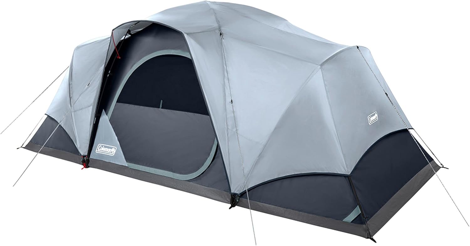 Coleman Skydome Camping Tent with LED Lights, Weatherproof 4/8 Person Family Tent Includes Pre-Attached Poles, Rainfly, Carry Bag, Ventilation and LED Lighting System, Sets Up in 5 Minutes · v3