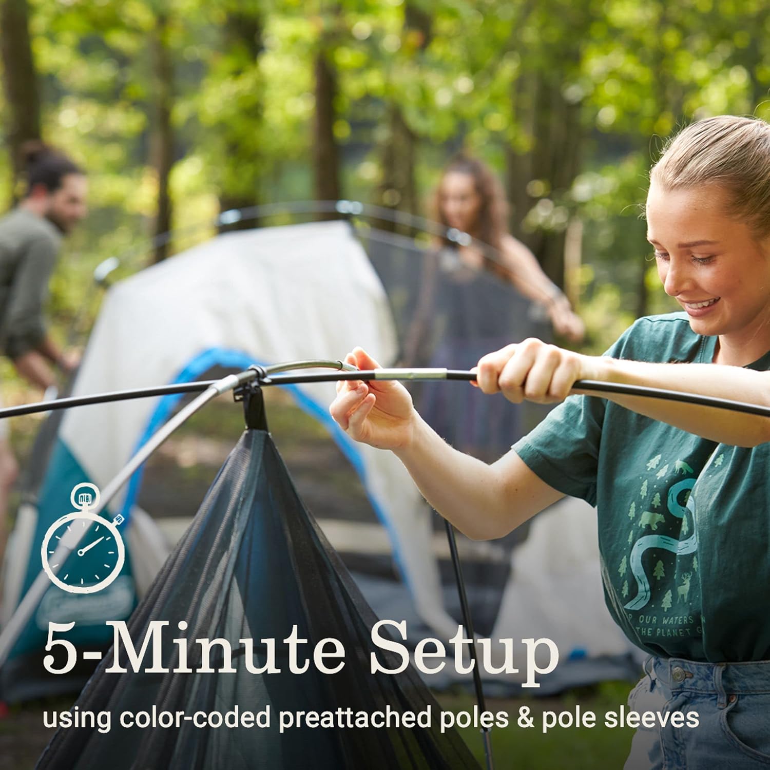 Coleman Skydome Camping Tent with LED Lights, Weatherproof 4/8 Person Family Tent Includes Pre-Attached Poles, Rainfly, Carry Bag, Ventilation and LED Lighting System, Sets Up in 5 Minutes · v3