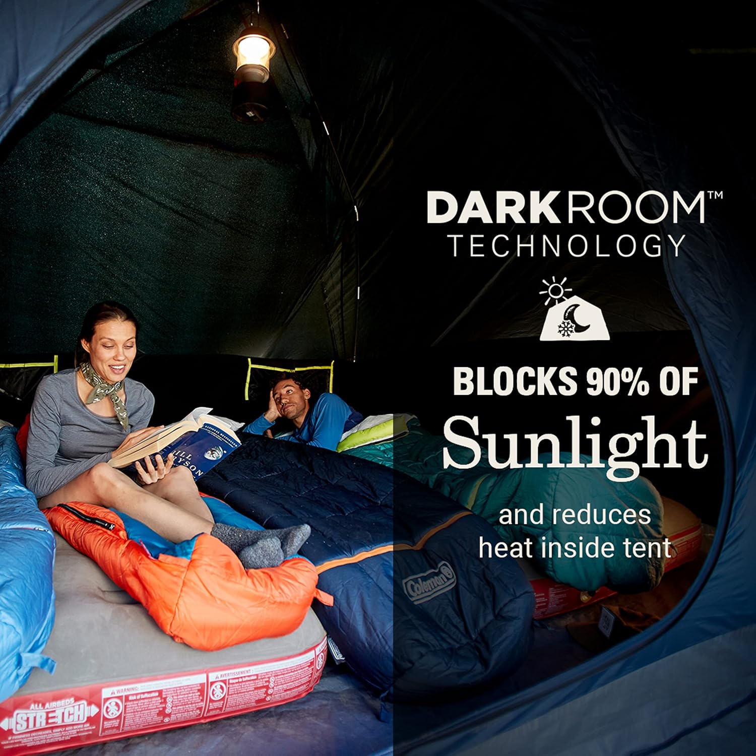 เต็นท์ Coleman Skydome Camping Tent with Dark Technology and Beacon Porch Weather Tent OfSunlight 90 Sets Up in 5 Minutes and Includes Extra Storage /Sleeping Places