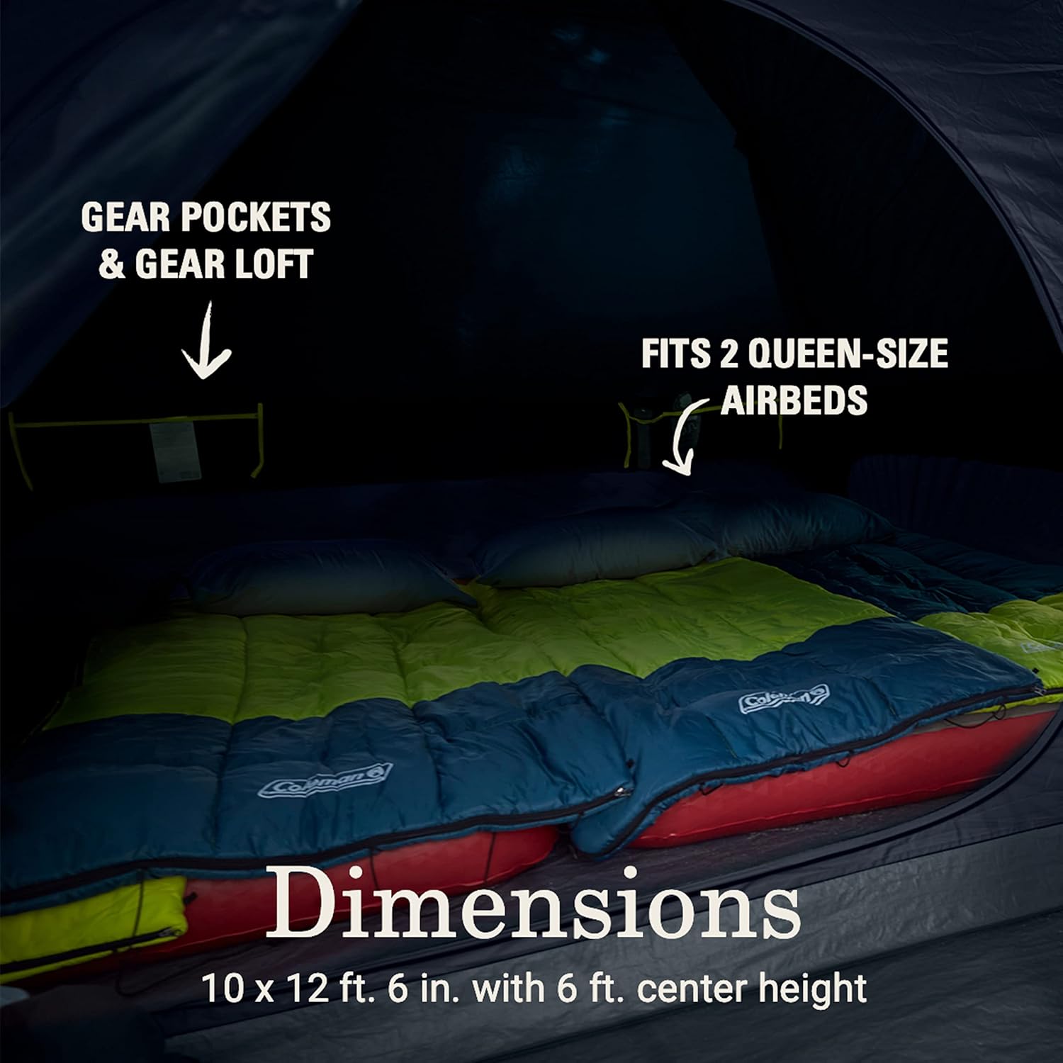 เต็นท์ Coleman Skydome Camping Tent with Dark Technology and Beacon Porch Weather Tent OfSunlight 90 Sets Up in 5 Minutes and Includes Extra Storage /Sleeping Places