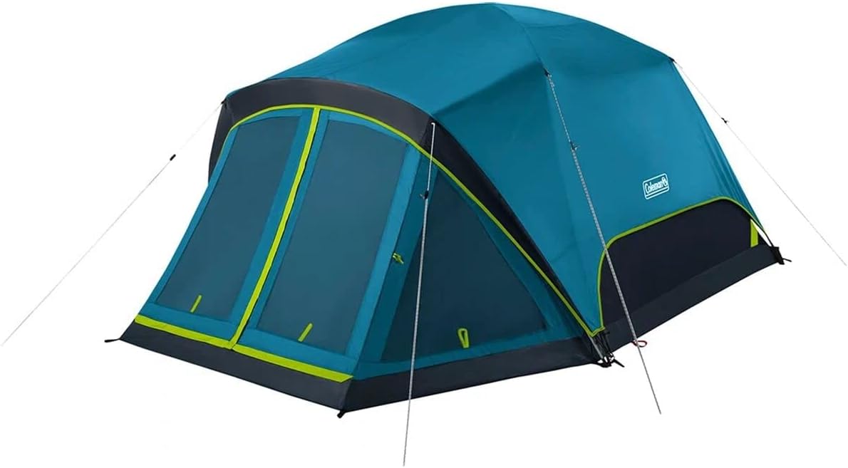 Coleman Skydome Camping Tent with Dark Room Technology and Screened Porch, Weatherproof 4/6 Person Tent Blocks 90% of Sunlight, Sets Up in 5 Minutes, and includes Extra Storage/Sleeping Place · v2