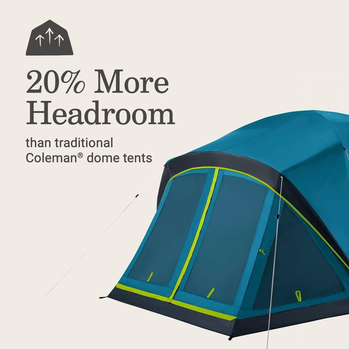 Coleman Skydome Kamp Çadırı, Karanlık Oda Teknolojisi ve Ekranlı Verandalı, Hava Koşullarına Dayanıklı 4/6 Kişilik Çadır Güneş Işığının %90'ını Engeller, 5 Dakikada Kurulur ve Ekstra Depolama/Uyku Yeri içerir