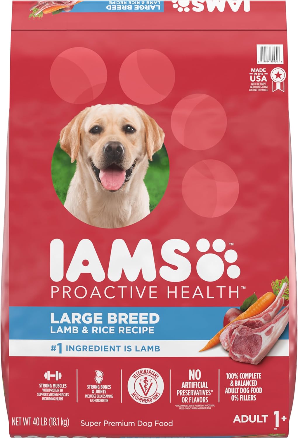 Iams Proactive Health Large Breed Adult Dry Dog Food Lamb  Rice Recipe, 40 lb. Bag · v2