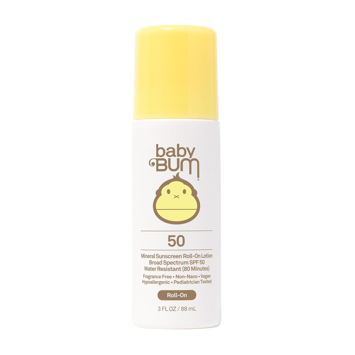 Baby Bum Mineral SPF 50 Roll-On Sunscreen | Vegan and Hawaii 104 Act Compliant (Octinoxate  Oxybenzone Free) Broad Spectrum Moisturizing UVA/UVB Easy Roller Ball Sunscreen Lotion