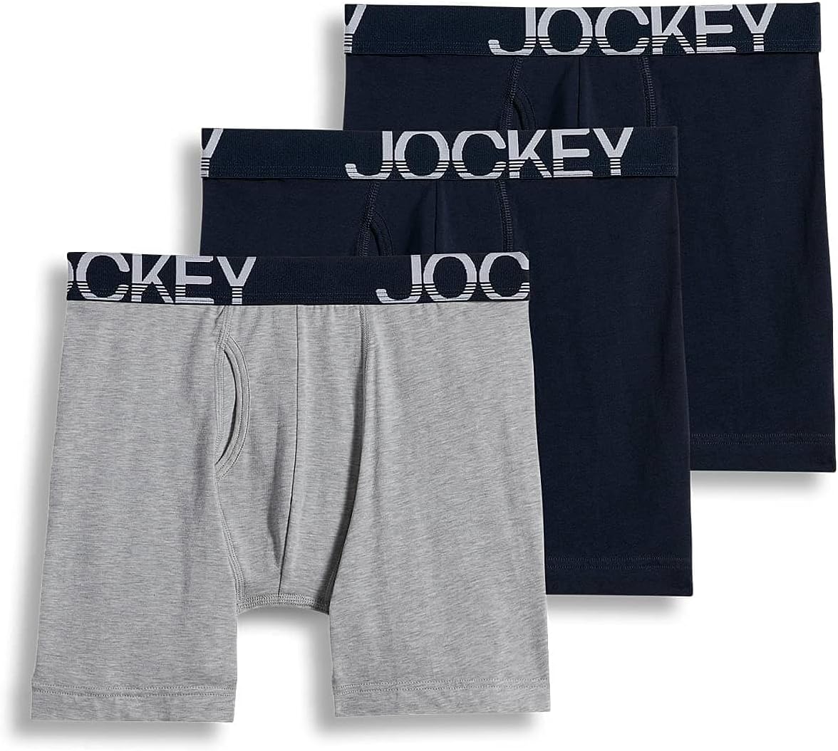Jockey Mens Underwear ActiveStretch 7 Long Leg Boxer Brief - 3 Pack