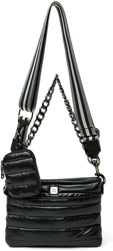 Think Royln Downtown Crossbody - Purse for Women - Polyester Construction - Zippered Back - Detachable Strap Pearl Black One Size One Size · v4