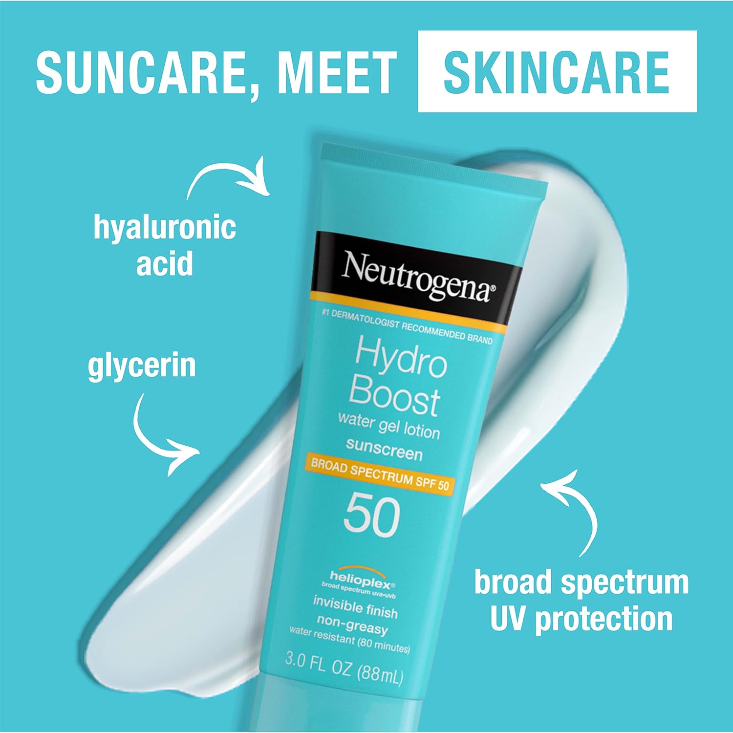 Neutrogena Hydro Boost Water Gel Moisturizing Sunscreen Lotion, Broad Spectrum Sunblock SPF 50, Water Resistant Travel Size Sunscreen For Sensitive Skin, 3 FL OZ (3-Pack) · v4