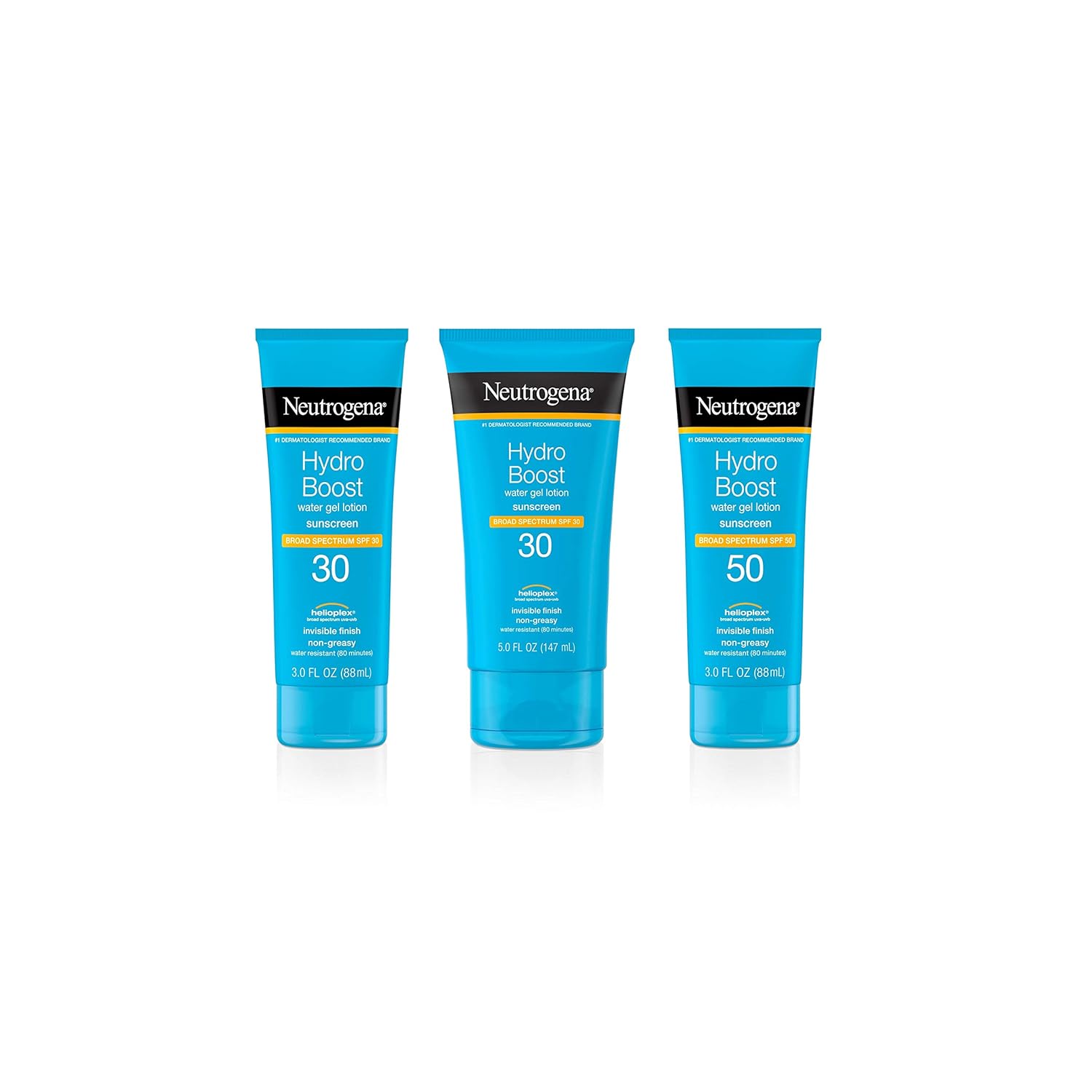 Neutrogena Hydro Boost Water Gel Moisturizing Sunscreen Lotion, Broad Spectrum Sunblock SPF 50, Water Resistant Travel Size Sunscreen For Sensitive Skin, 3 FL OZ (3-Pack) · v4