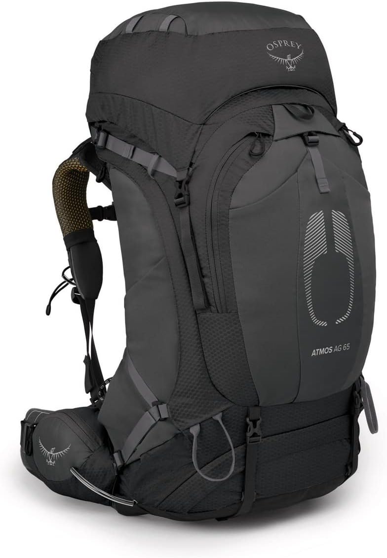 حقيبة ظهر Osprey Atmos AG 65L للرجال، باللون الأسود، مقاس L/XL