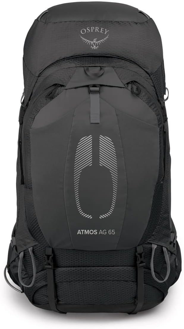 حقيبة ظهر Osprey Atmos AG 65L للرجال، باللون الأسود، مقاس L/XL