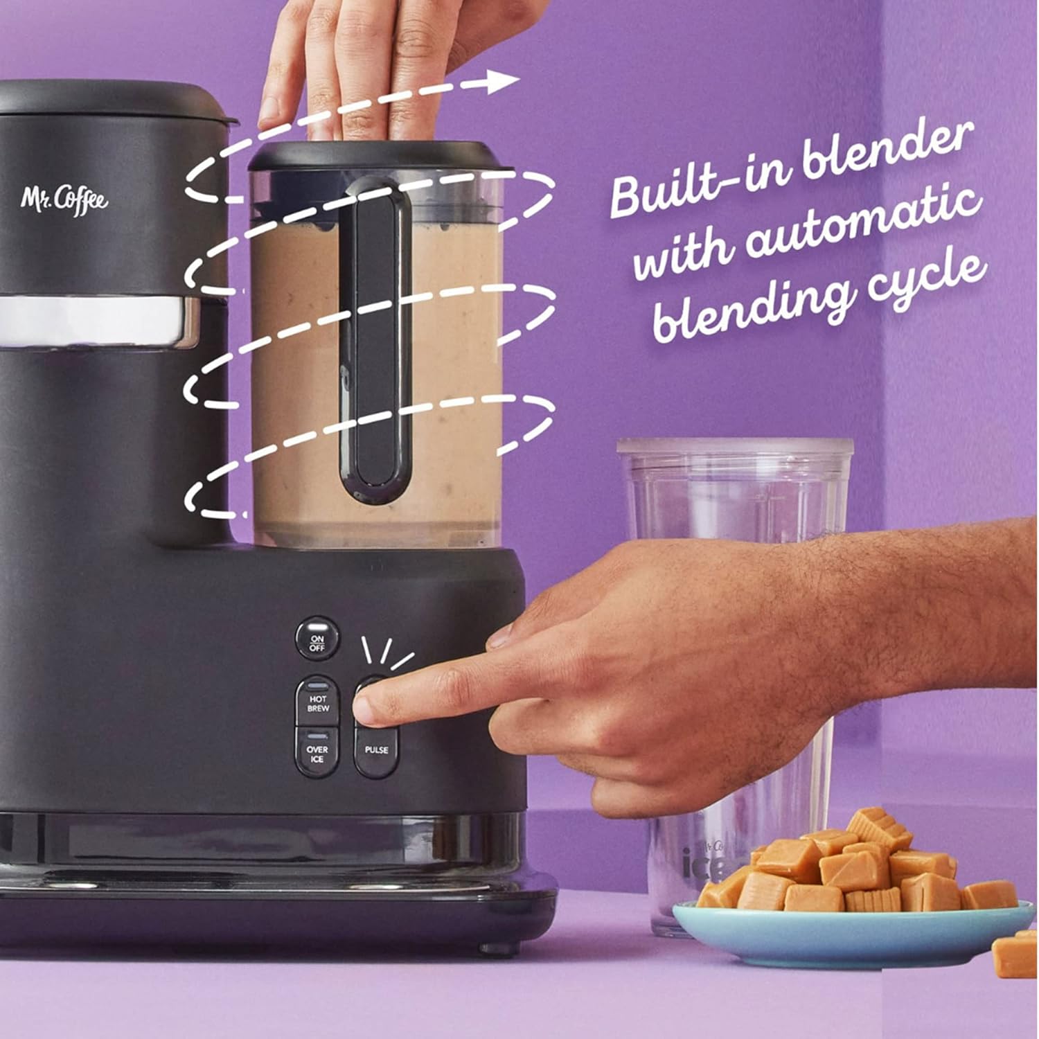 Mr. Coffee 3-in-1 Single-Serve Iced and Hot Coffee/Tea Maker with Blender with Reusable Filter, Scoop, Recipe Book, 2 Tumblers, Lids and Straws, Black · v2