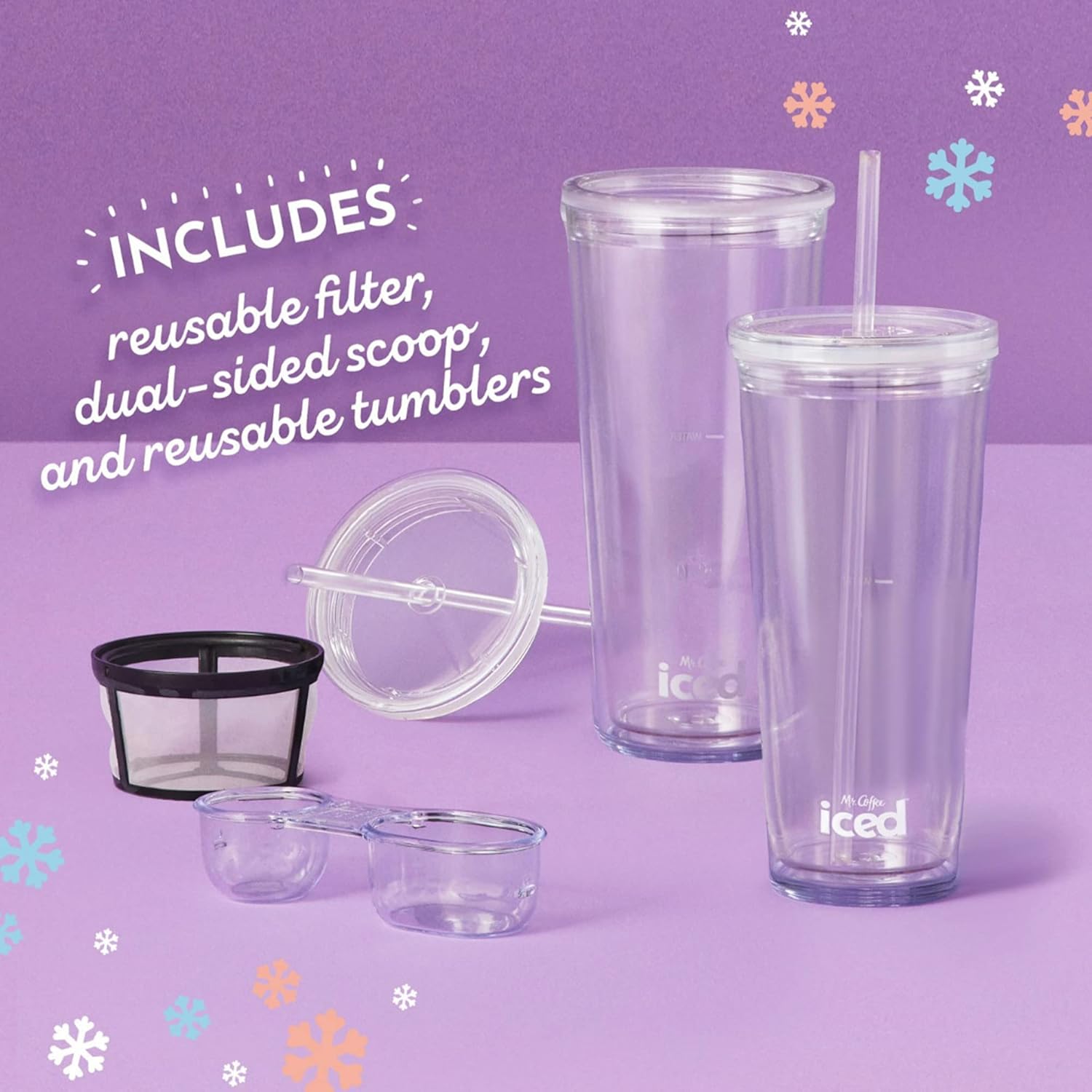 Mr. Coffee 3-in-1 Single-Serve Iced and Hot Coffee/Tea Maker with Blender with Reusable Filter, Scoop, Recipe Book, 2 Tumblers, Lids and Straws, Black · v2