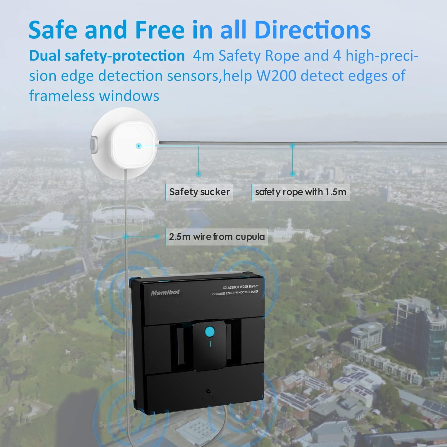 Mamibot W200 SkyBot Cordless Window Cleaner Robot Vacuum with Remote Control, Up to 90 Mins Working Time Glass Cleaning Tools with Strong Auto Suction-adjusting for Indoor Outdoor High Windows · v6