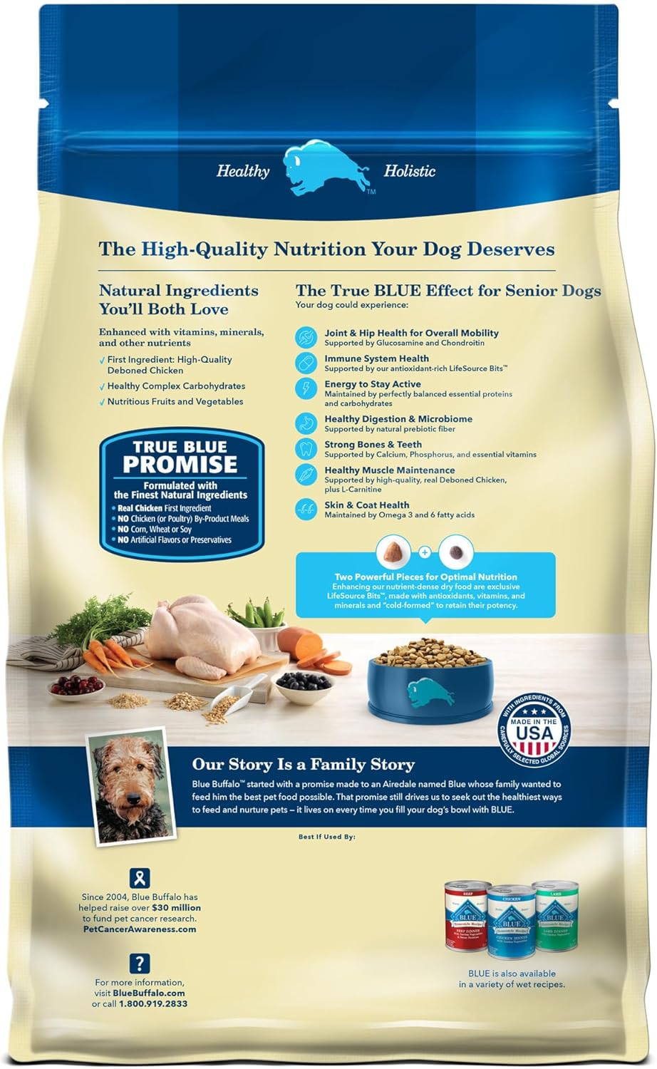 Blue Buffalo Life Protection Formula Senior Dry Dog Food, Supports Joint Health and Mobility, Made with Natural Ingredients, Chicken  Brown Rice Recipe, 34-lb. Bag · v2