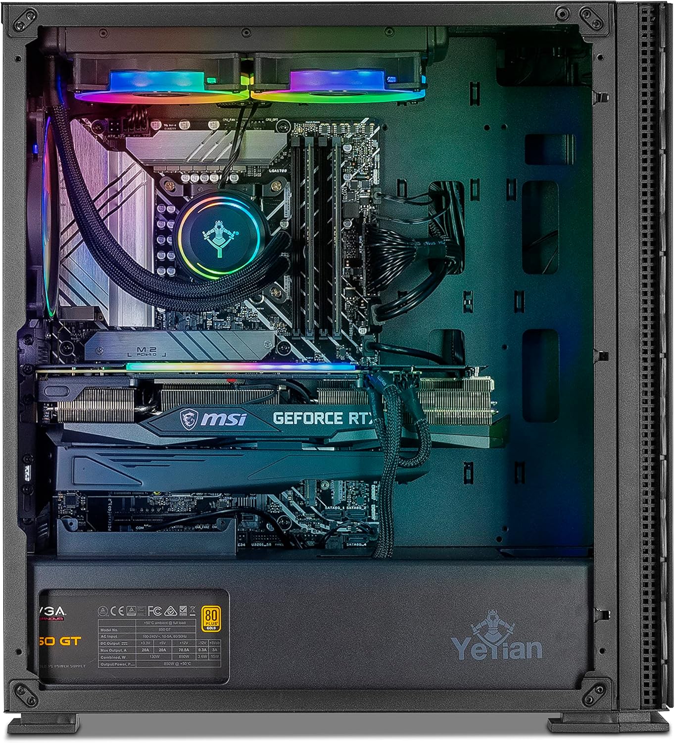 YEYIAN Yari X21 Gaming PC Computer, INTEL 12th Gen Alder Lake i9-12900KF 16-Core 3.2GHz, GeForce RTX 3080 10GB GDDR6X, 2TB NVMe Gen 4 SSD, 2TB 3.5” HDD, 32GB DDR5 4800MHz, 240mm AIO ARGB WiFi 6 BT 5.2 · v5