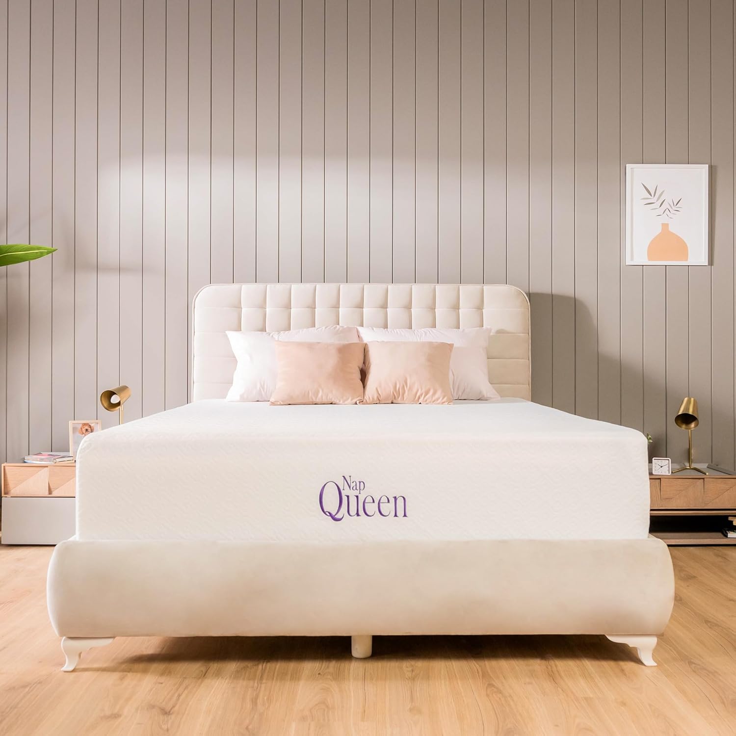 ที่นอน Queen ขนาด Queen ของ NapQueen ที่นอนเมมโมรี่โฟมเจลระบายความร้อน Elizabeth ขนาด 10 นิ้ว ที่นอน Queen ในกล่อง ผ่านการรับรอง CertiPUR-US แน่นปานกลาง ผ้าคลุมนุ่มระบายอากาศได้ดี