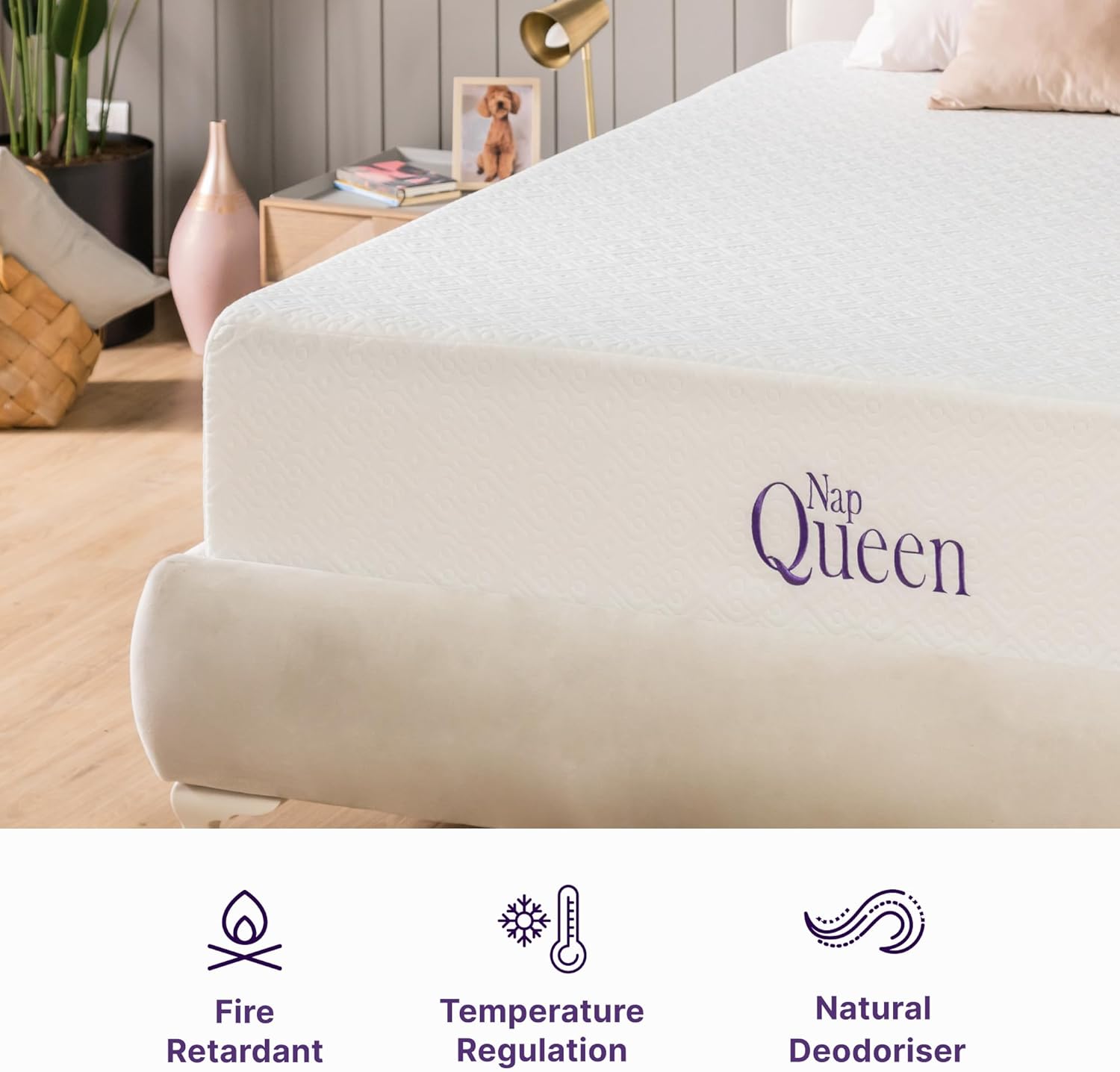 NapQueen Queen Mattress, 10 Inch Elizabeth Cooling Gel Memory Foam Mattress, Queen Bed Mattress in a Box, CertiPUR-US Certified, Medium Firm, Breathable Soft Fabric Cover · v3