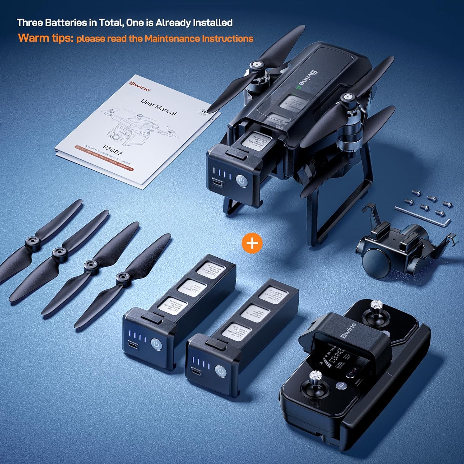 Bwine F7 GPS Drones with Camera for Adults 4K Night Vision, 3-Aix Gimbal, 2Mile Long Range, 75Mins Flight Time Professional Drone with 3 Battery, Auto Return Follow Me Fly Around Beginner Mode for Kid · v4