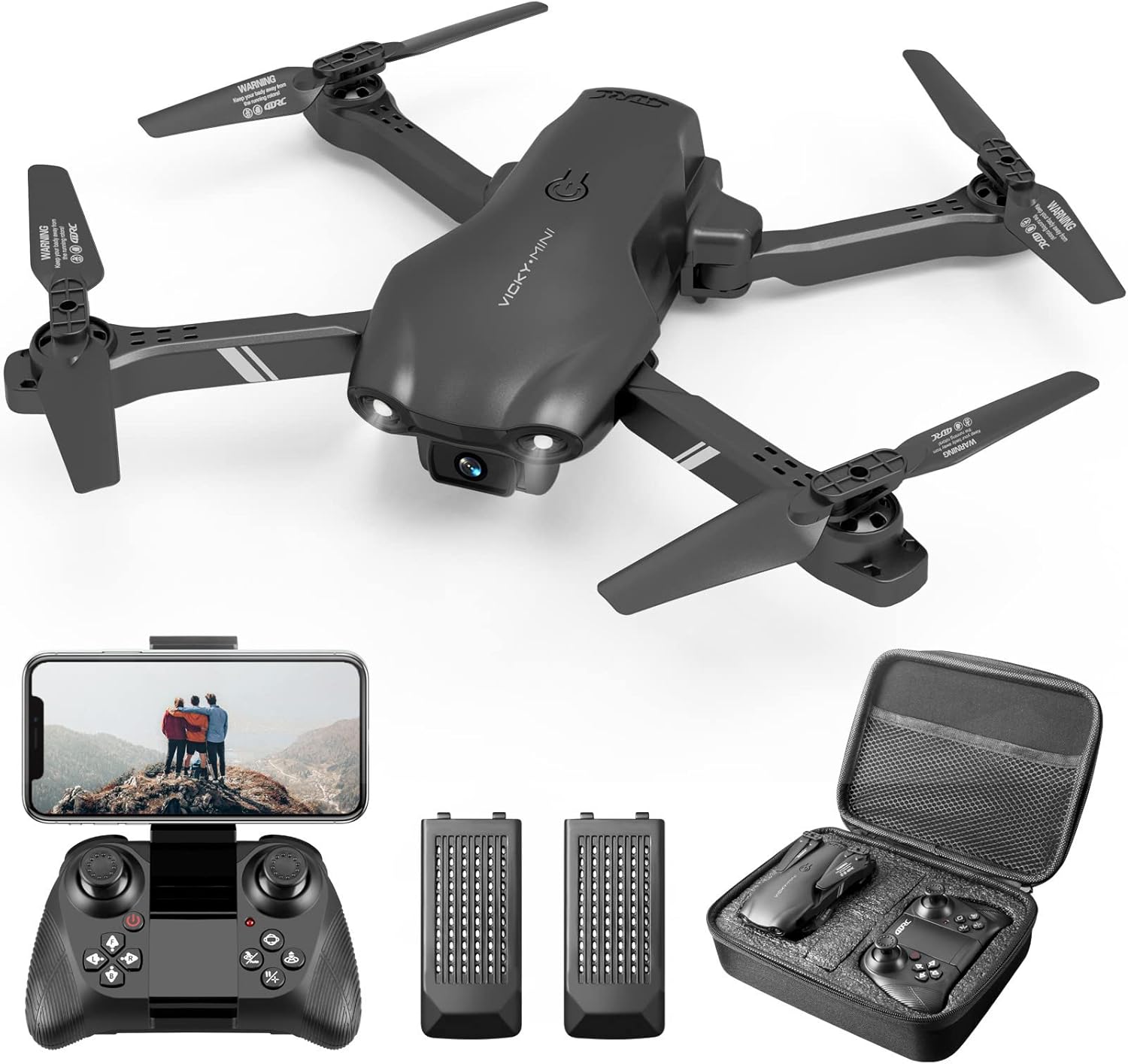 طائرة بدون طيار DRONEEYE 4DV13 مزودة بكاميرا FPV عالية الدقة 1080 بكسل للأطفال والبالغين، طائرة رباعية صغيرة تعمل بالتحكم عن بعد للمبتدئين، هدية للأولاد، وظائف نقطة المسار، تثبيت الارتفاع، صورة شخصية بالإيماءات، انعكاسات ثلاثية الأبعاد، بطاريتان، لون أسود