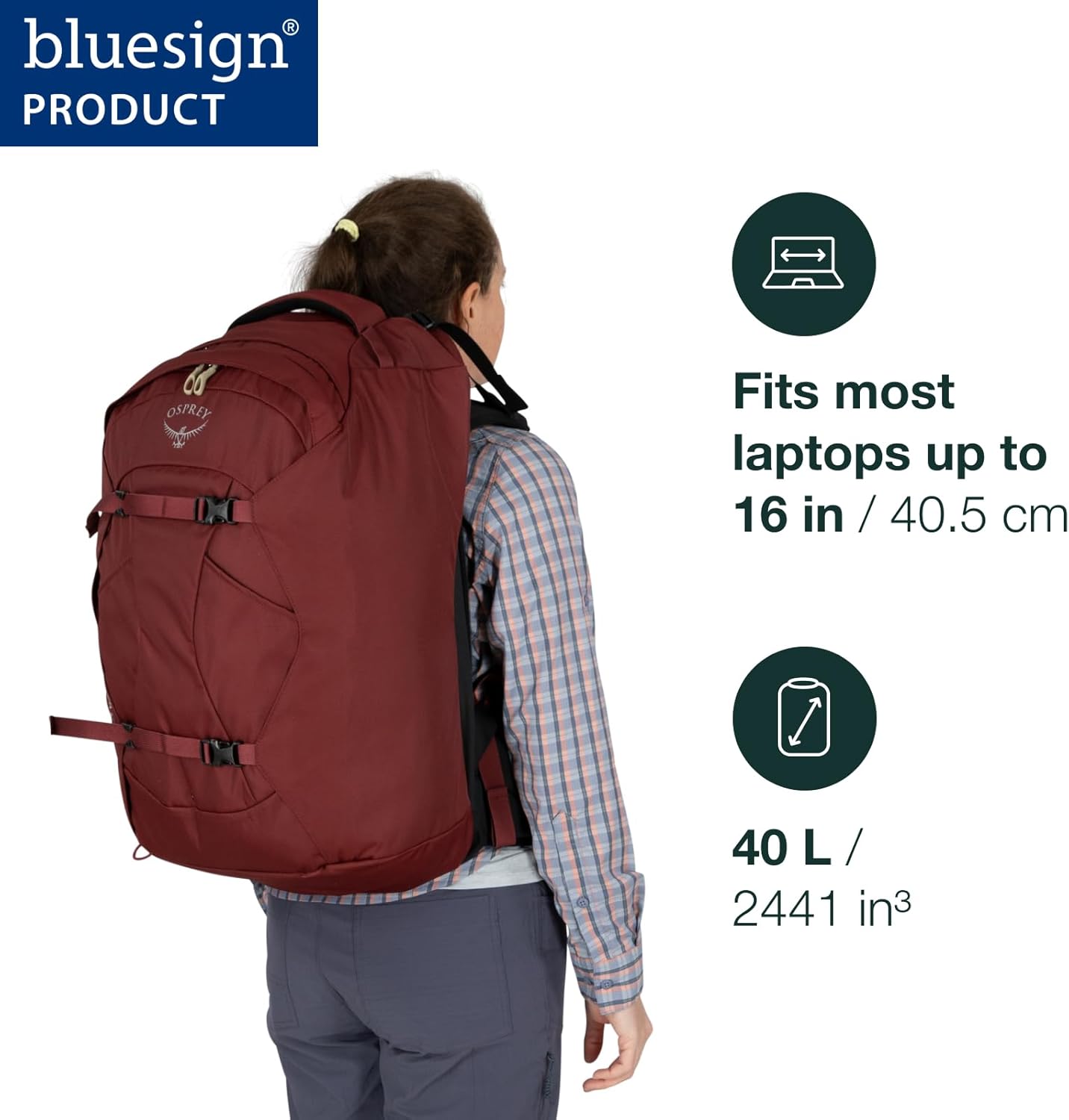 Osprey Fairview 40L Reiserucksack für Damen, Night Jungle Blue