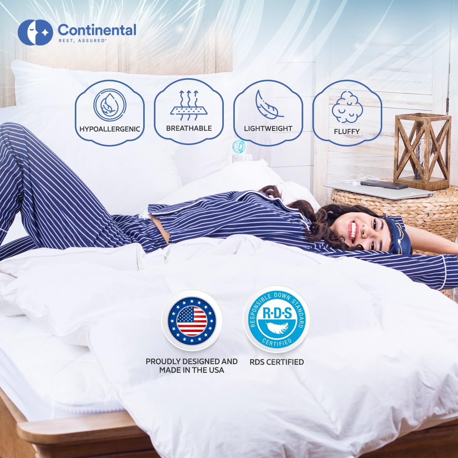 Serenity 700 Fill Power White Goose Down European Comforter - Fluffy, King Size Duvet Blanket Bedding - Made in The USA - King 102 x 86 Inches (All Year Weight, King) · v2