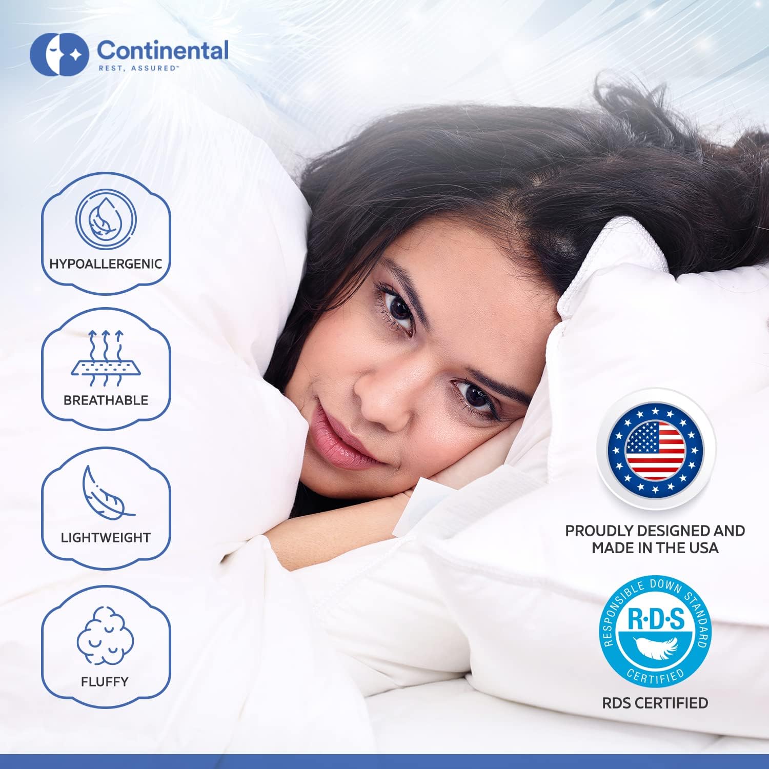 Serenity 700 Fill Power White Goose Down European Comforter - Fluffy, King Size Duvet Blanket Bedding - Made in The USA - King 102 x 86 Inches (All Year Weight, King) · v2