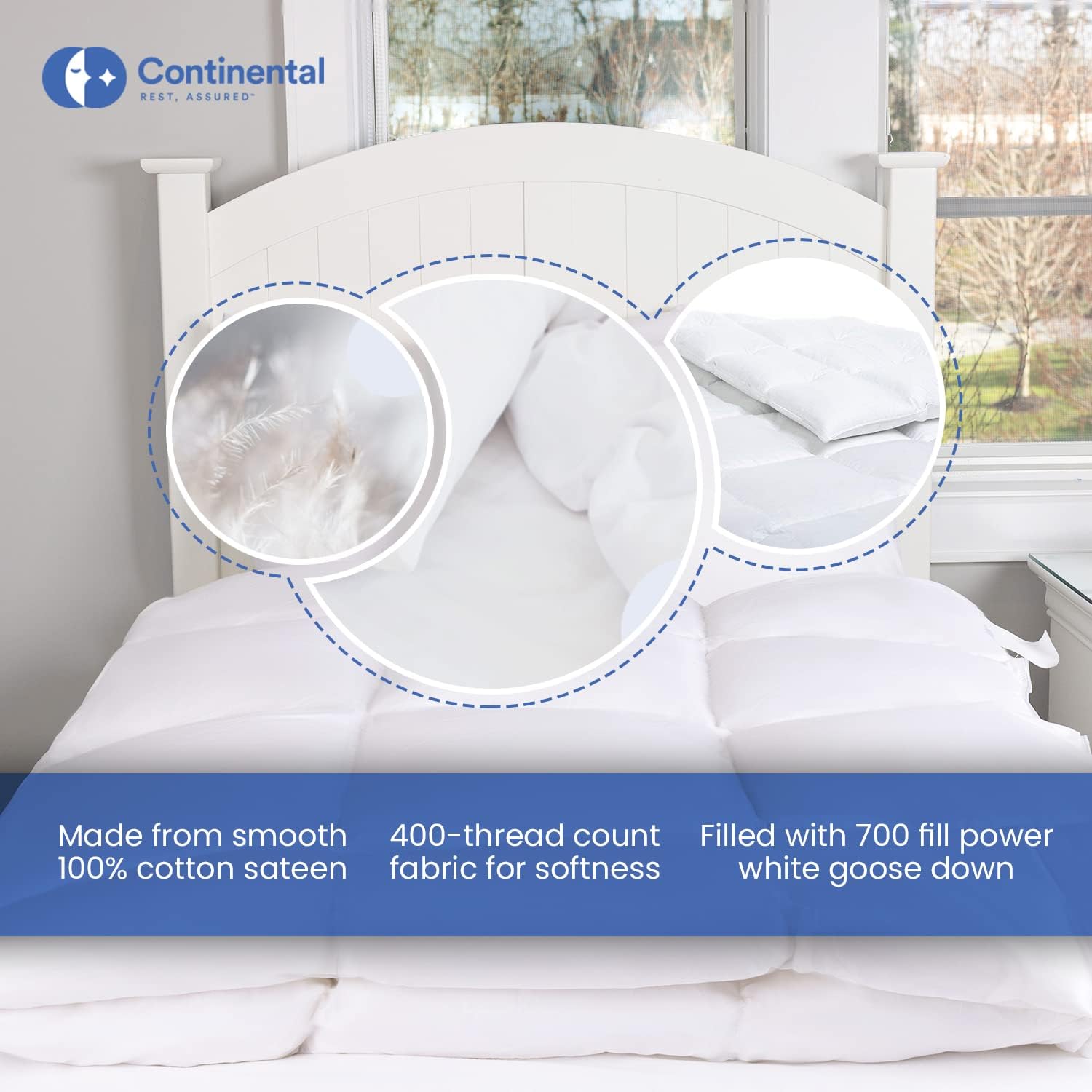 Serenity 700 Fill Power White Goose Down European Comforter - Fluffy, King Size Duvet Blanket Bedding - Made in The USA - King 102 x 86 Inches (All Year Weight, King) · v2