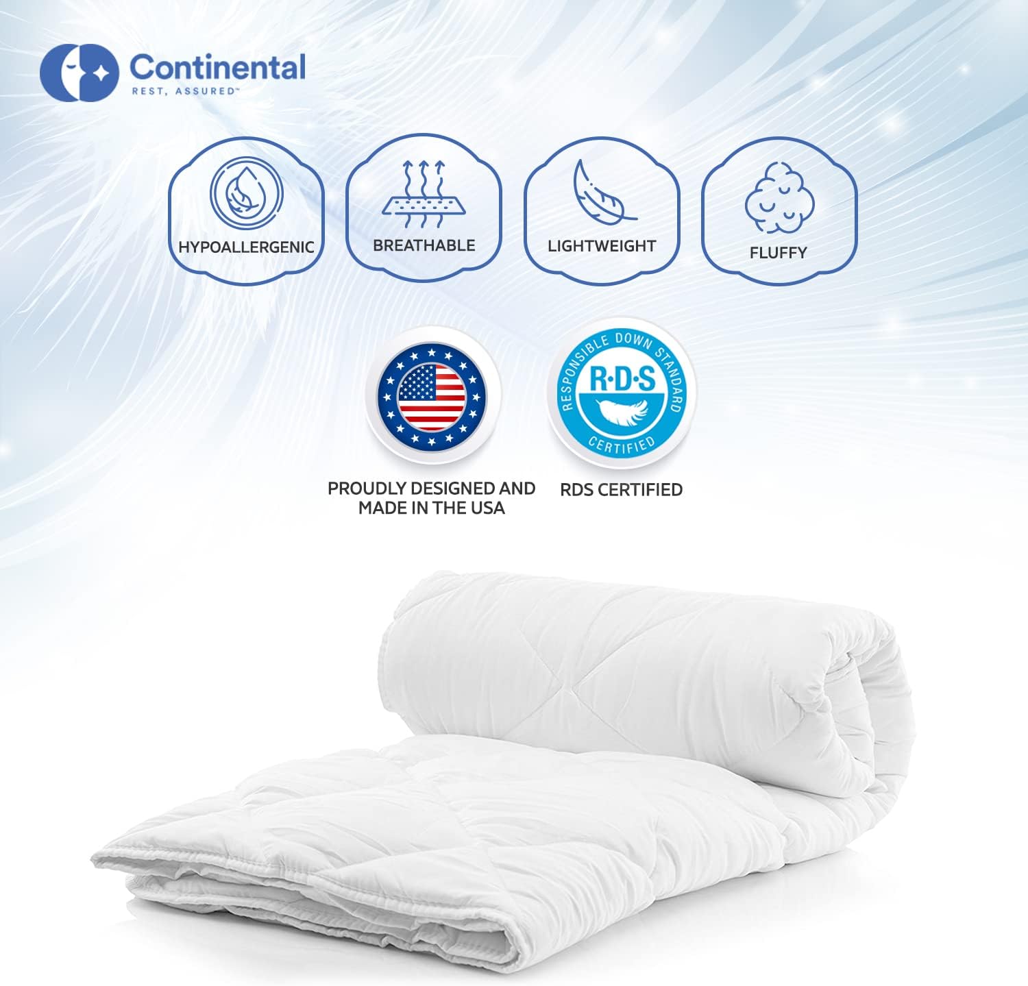 Serenity 700 Fill Power White Goose Down European Comforter - Fluffy, King Size Duvet Blanket Bedding - Made in The USA - King 102 x 86 Inches (All Year Weight, King) · v2