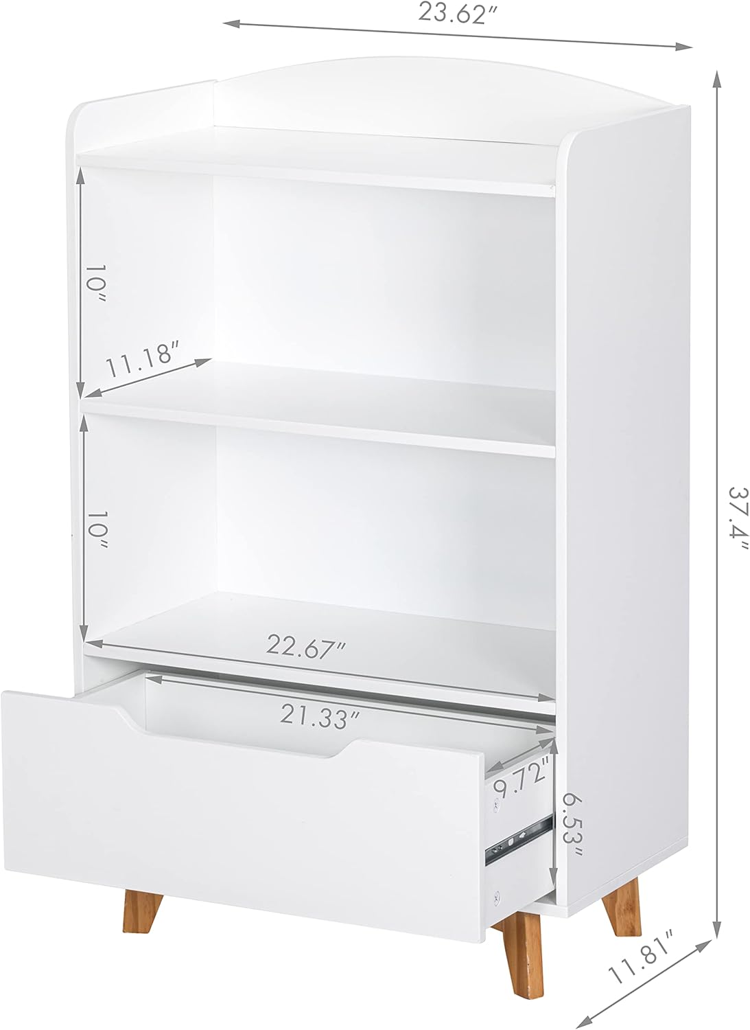 UTEX Kids Bookshelf, Children Bookcases with Storage and Drawer, Wood Kids Toy Storage Organizer for Playroom, Nursery School, White · v4