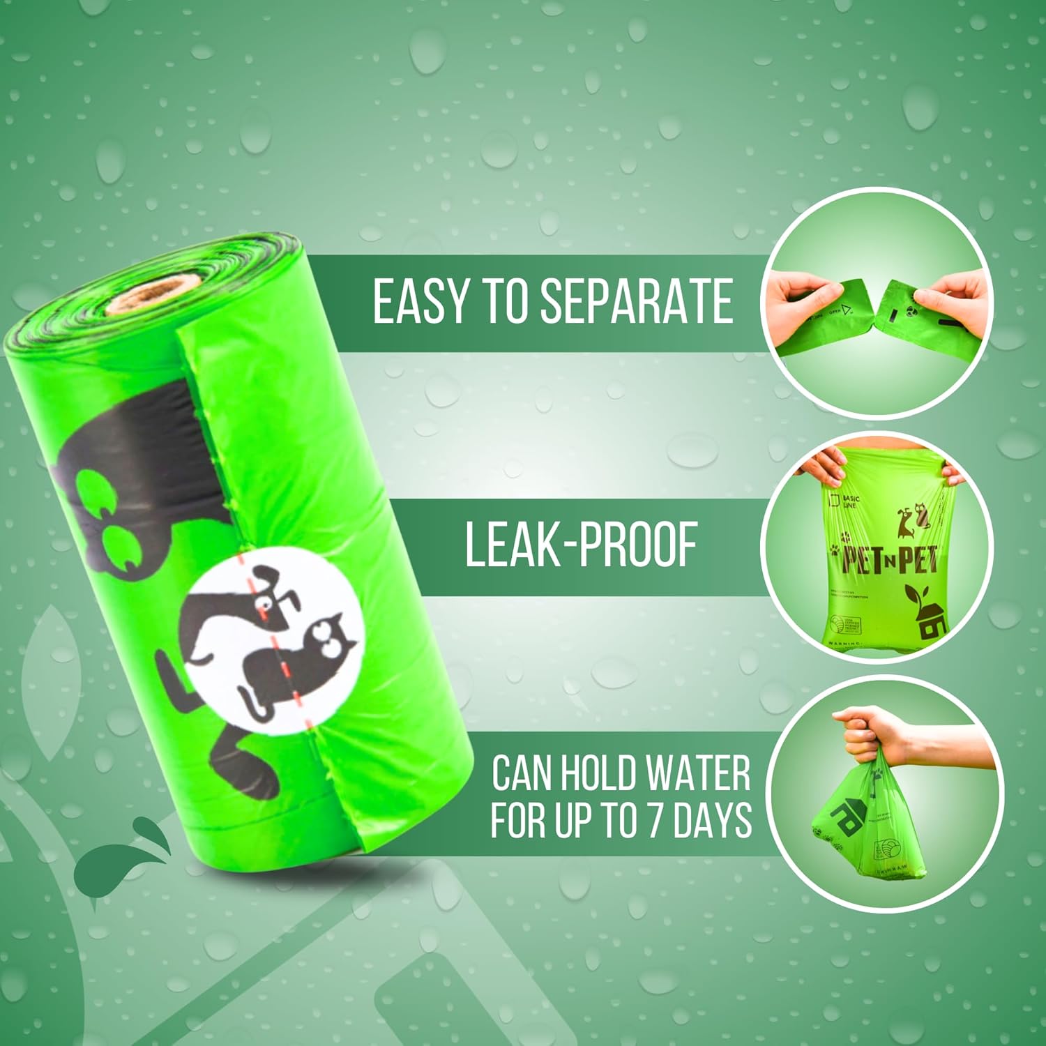 Pet N Pet Poop Bags For Dogs 540 Counts, 38% Plant Based  62% PE Dog Poop Bags Rolls, Unscented Dog Bags, Green Doggie Poop Bags, Dog Waste Bags, Cat Litter Bags, Cat Poop Bags, Pet Supplies for Dogs