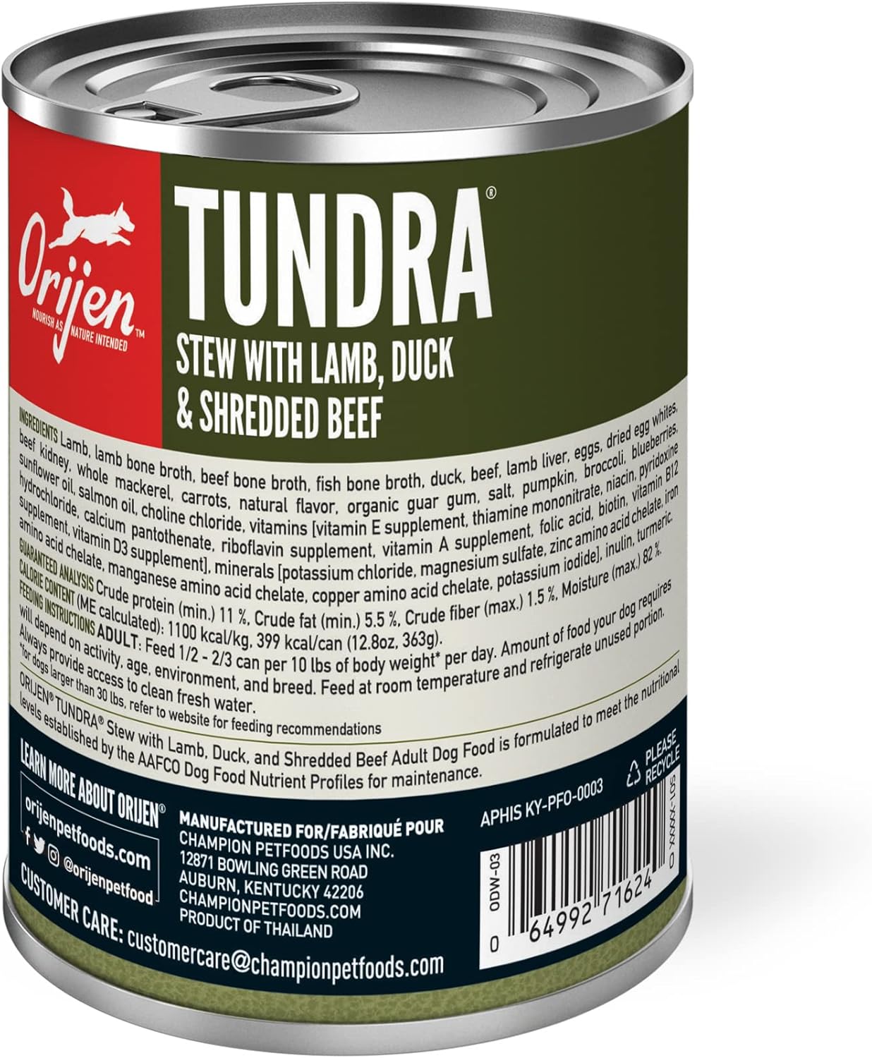 ORIJEN Tundra Stew Wet Dog Food, WholePrey Ingredients, 12.8oz (Case of 12) · v3