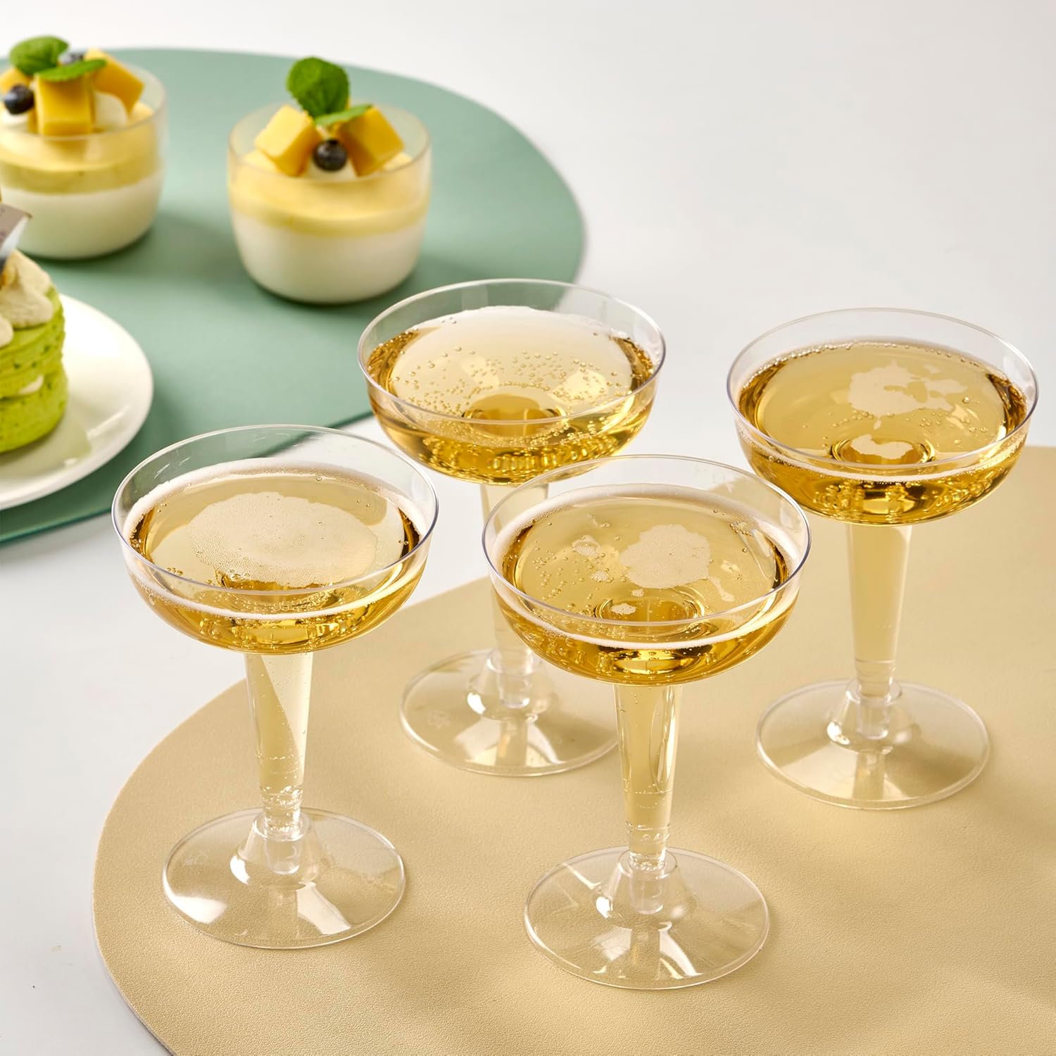 Oasis Creations Plastic Champagne Glasses Set 4.5 Ounce - Stem Cups 2 Pieces - CASE OF 300
