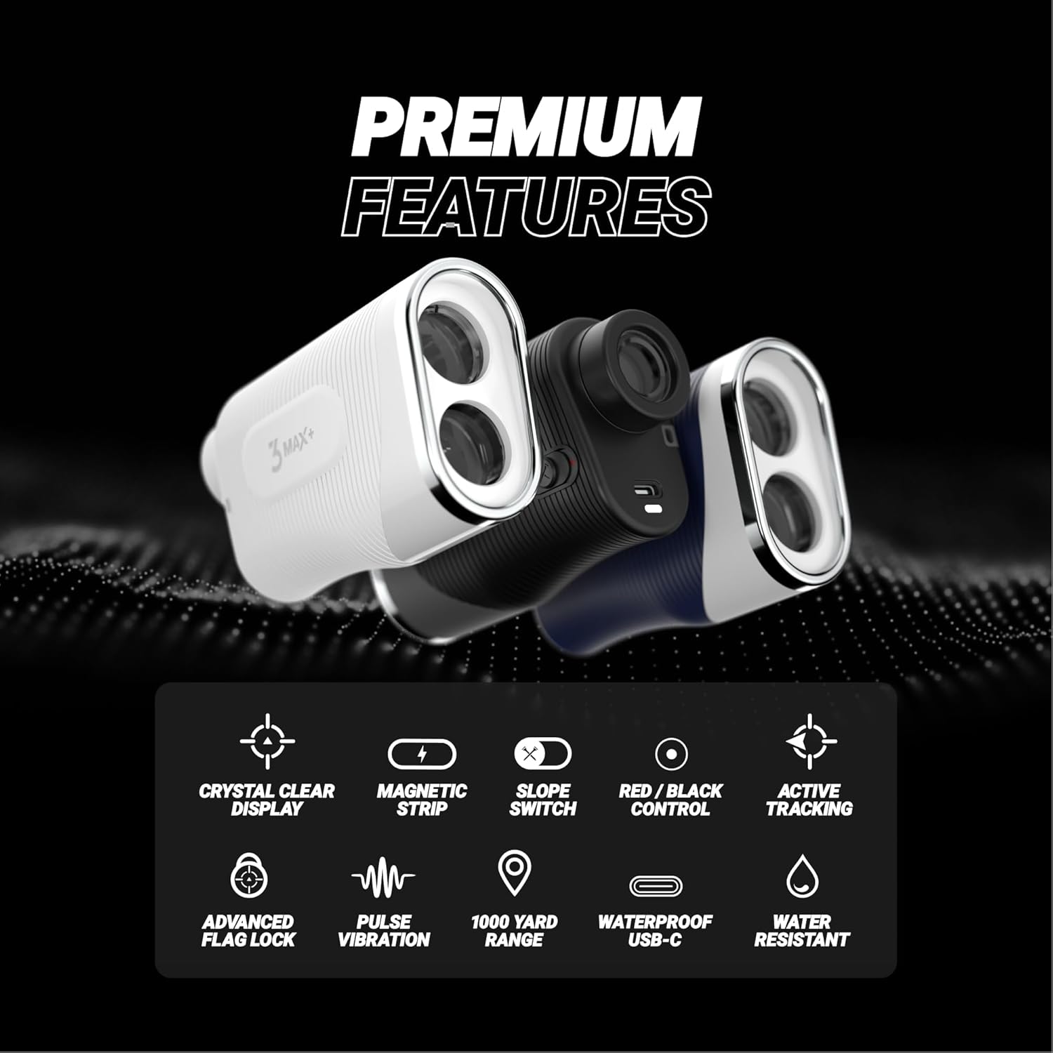 Blue Tees Golf Series 3 Max  Golf Rangefinder with Slope Switch, 1000 Yards Range Finder, 6X Magnification Laser Rangefinder, Slope Measurement, Magnetic Strip, Flag Pole Locking with Pulse Vibration · v6