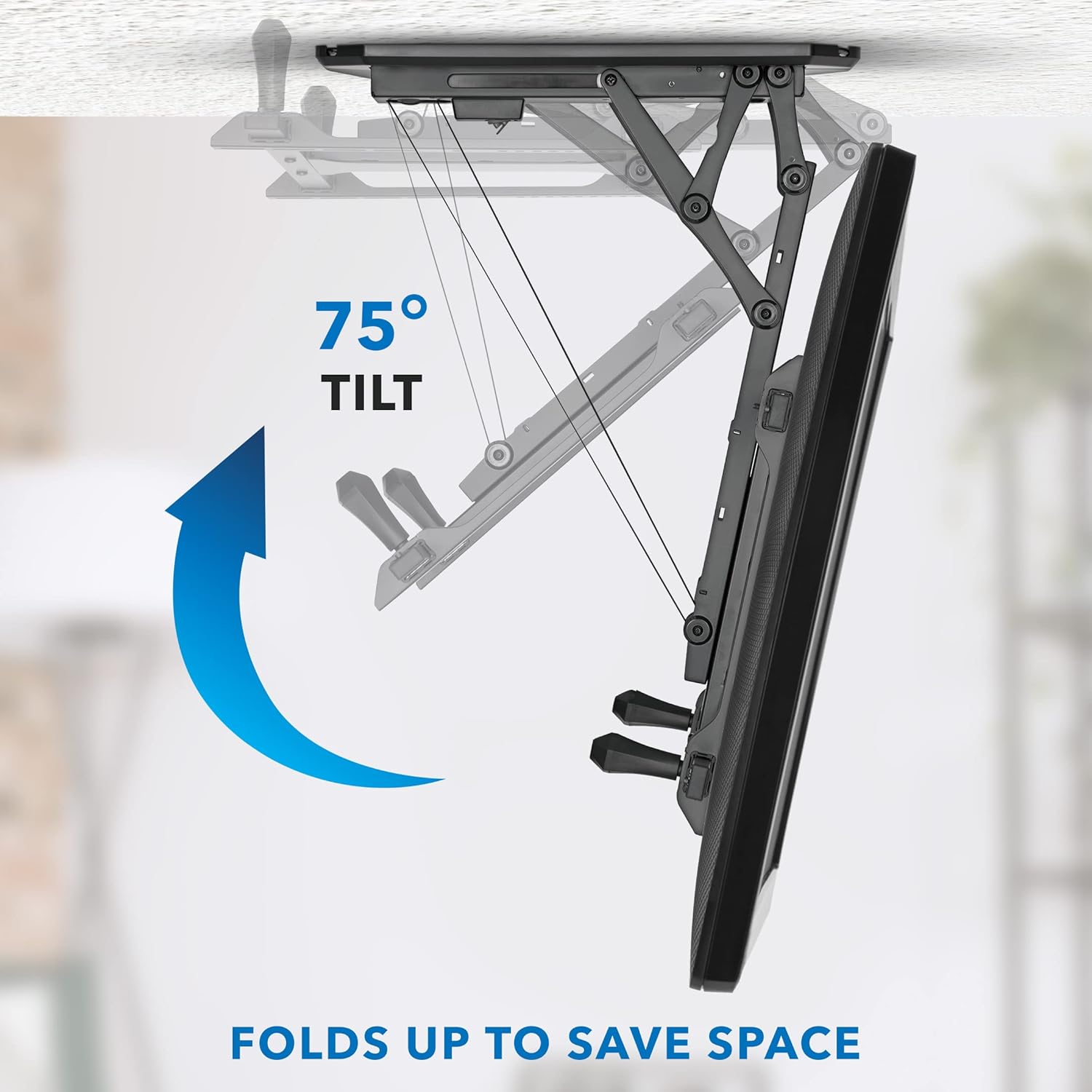 Mount-It! Electric Ceiling TV Mount with Remote and App Controller, Motorized Flip Down Pitched Roof Mount Fits 32 to 70 Inch Flat Screen TVs, Black · v11