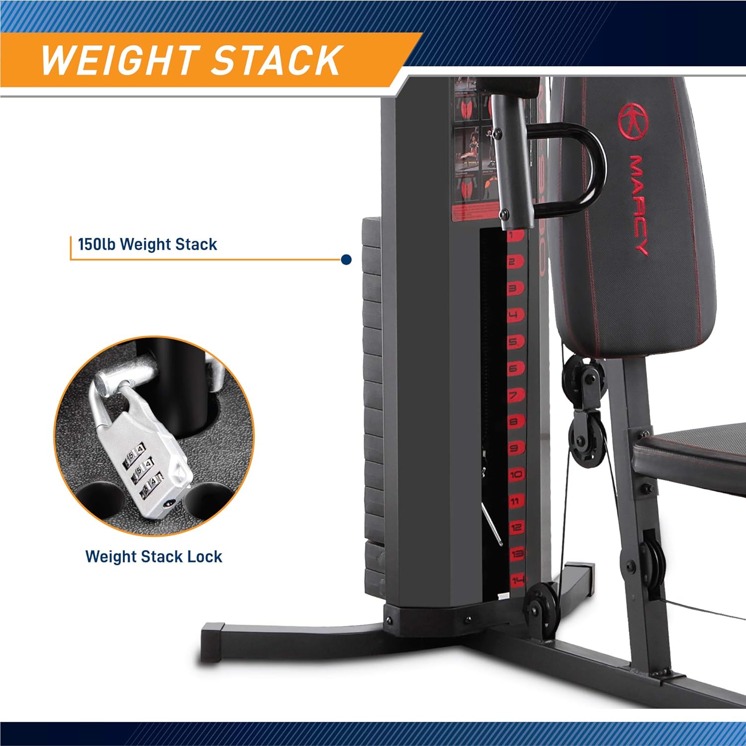 Marcy Multifunction Steel Home Gym 150lb Weight Stack Machine · v8