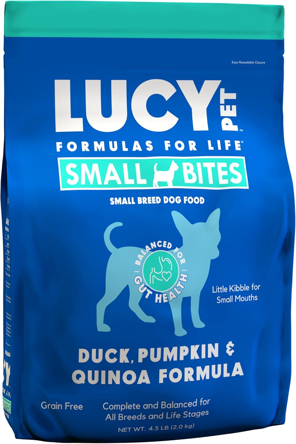 Nourriture pour chiens Lucy Pet Products, canard et potiron, quinoa, petites bouchées, 4,5 livres
