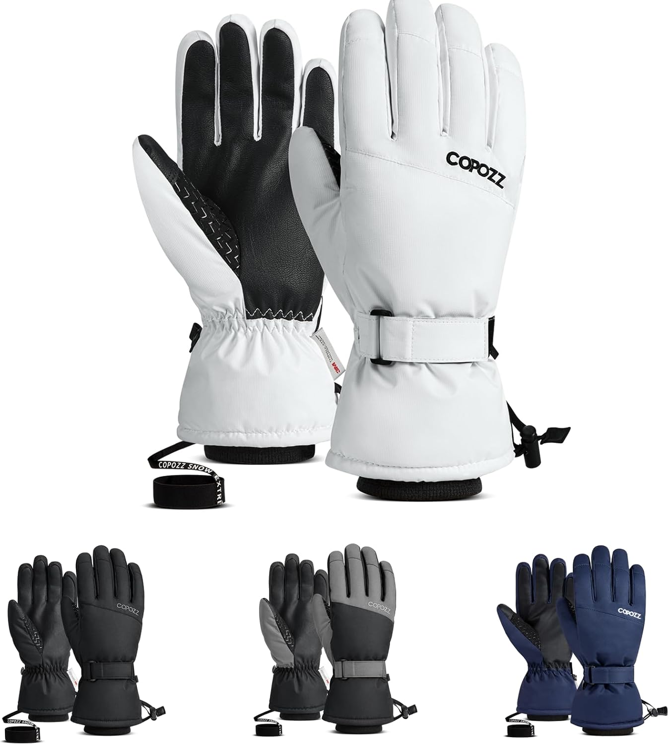 COPOZZ Skihandschuhe Herren Damen, 3M Thinsulate Isolierte Thermo-Schneehandschuhe Winddichte Winterhandschuhe Atmungsaktive Snowboardhandschuhe