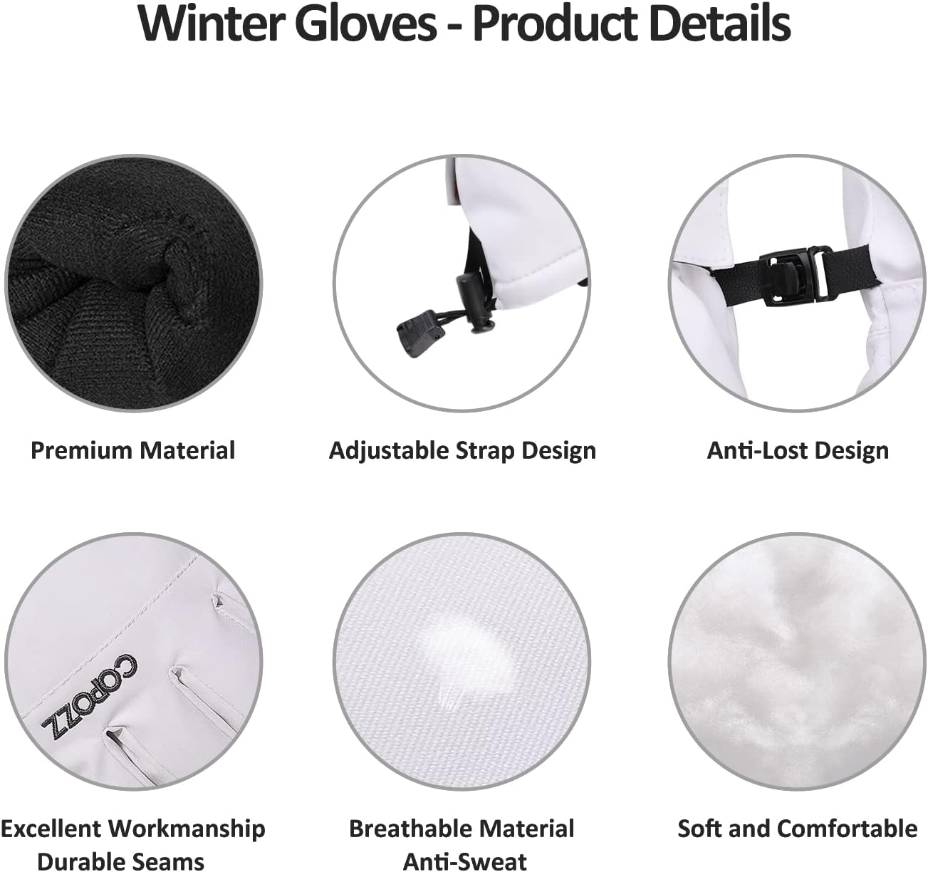COPOZZ Ski Gloves Men Women, 3M Thinsulate Insulated Thermal Snow Gloves Windproof Winter Gloves Breathable Snowboard Gloves · v2