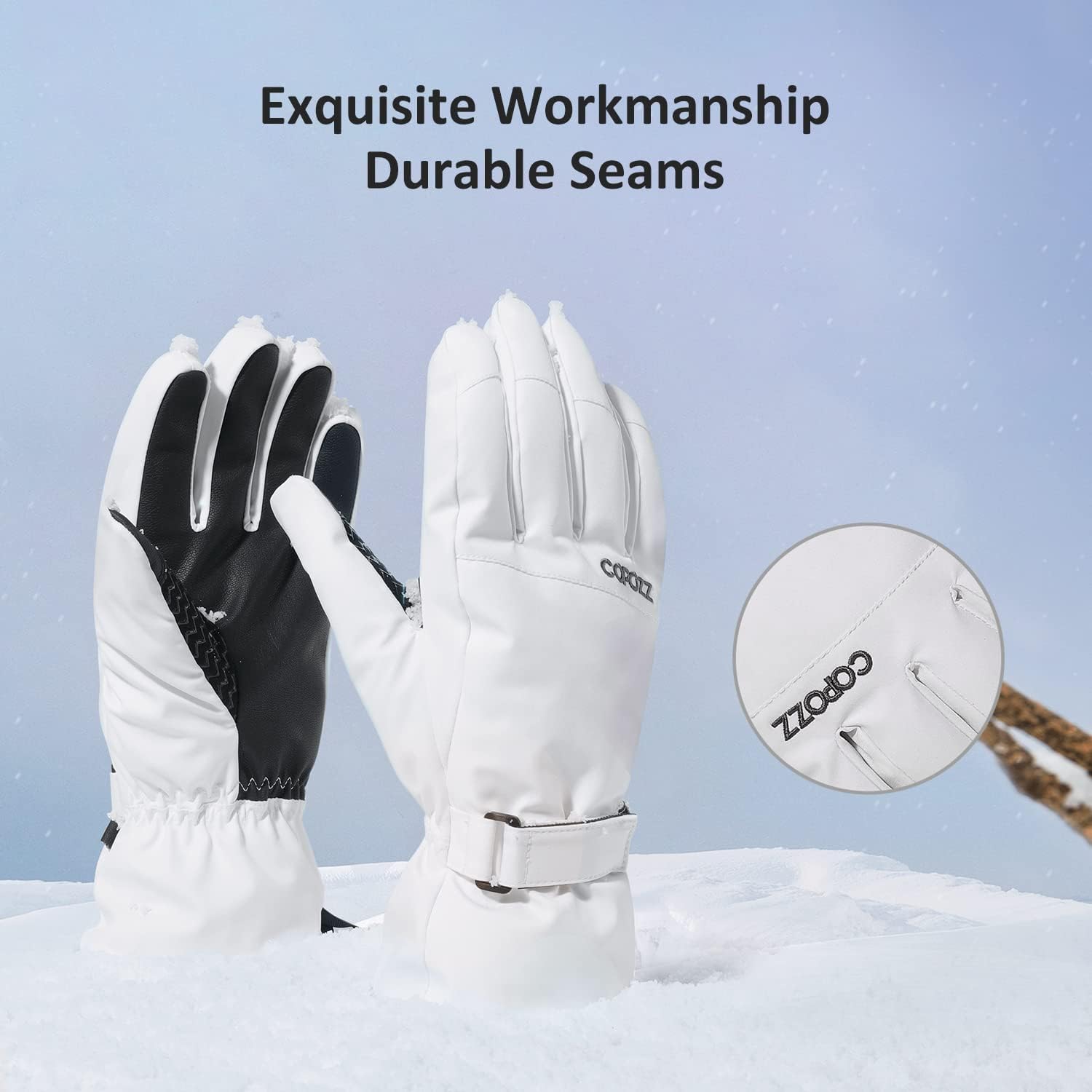 COPOZZ Ski Gloves Men Women, 3M Thinsulate Insulated Thermal Snow Gloves Windproof Winter Gloves Breathable Snowboard Gloves · v2