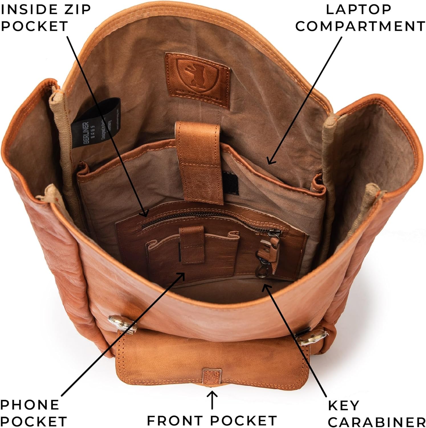 BERLINER BAGS Vintage Genuine Leather Backpack Leeds, Travel Backpack, Laptop Backpack for Women and Men · v3