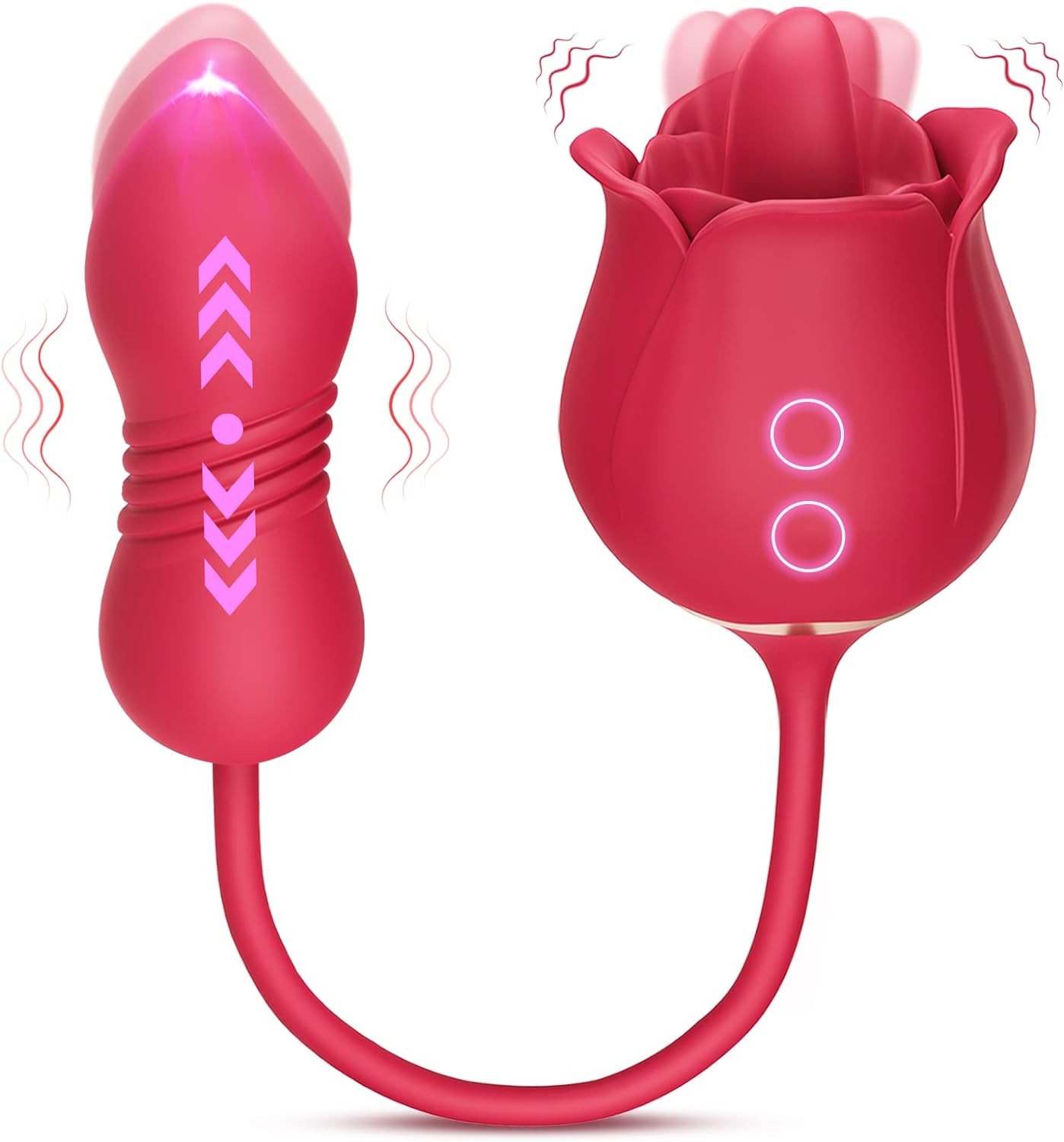 MOOLIGIRL Rose Sex Toys Wibrator Dildo - Zabawki dla dorosłych 3w1 Stymulator seksu dla kobiet z 9 wibratorami punktowymi do lizania języka, zabawka erotyczna analna dla dorosłych Lizacz sutków łechtaczki dla kobiet i mężczyzn