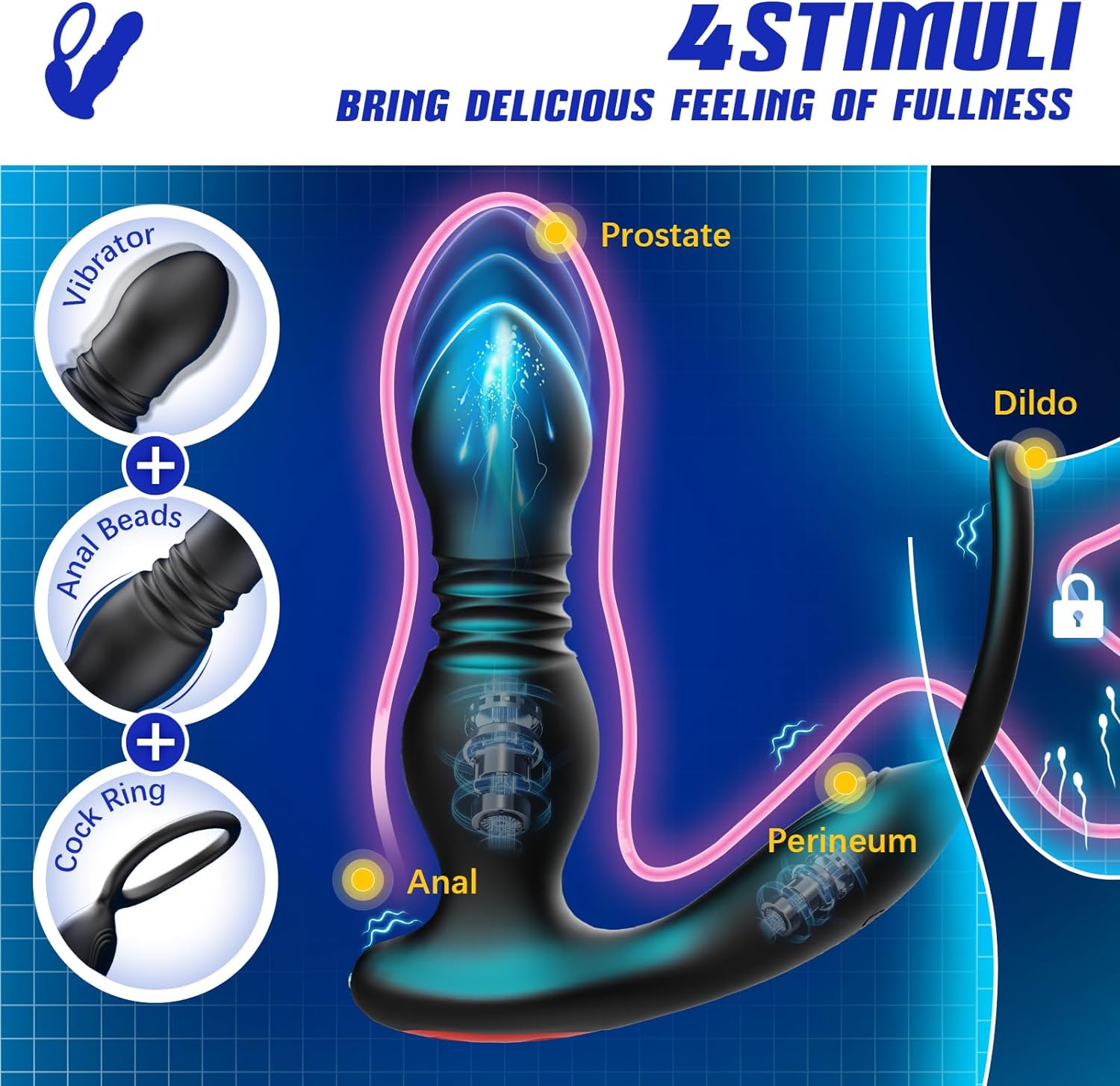 BEISAR 전립선 마사지기 항문 진동기 7가지 모드 진동, 콕링 포함, 항문 플러그, 항문 섹스 토이, P 스팟 마사지기, 남성용 섹스 토이, 스트랩리스 스트랩온 딜도, 여성 커플, 원격 제어