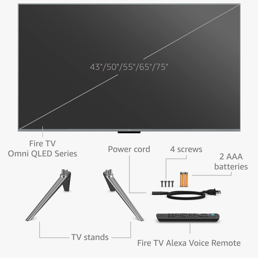 Smart TV Amazon Fire TV 55 Omni QLED serie 4K UHD, Dolby Vision IQ, Fire TV Ambient Experience, oscuramento locale, vivavoce con Alexa